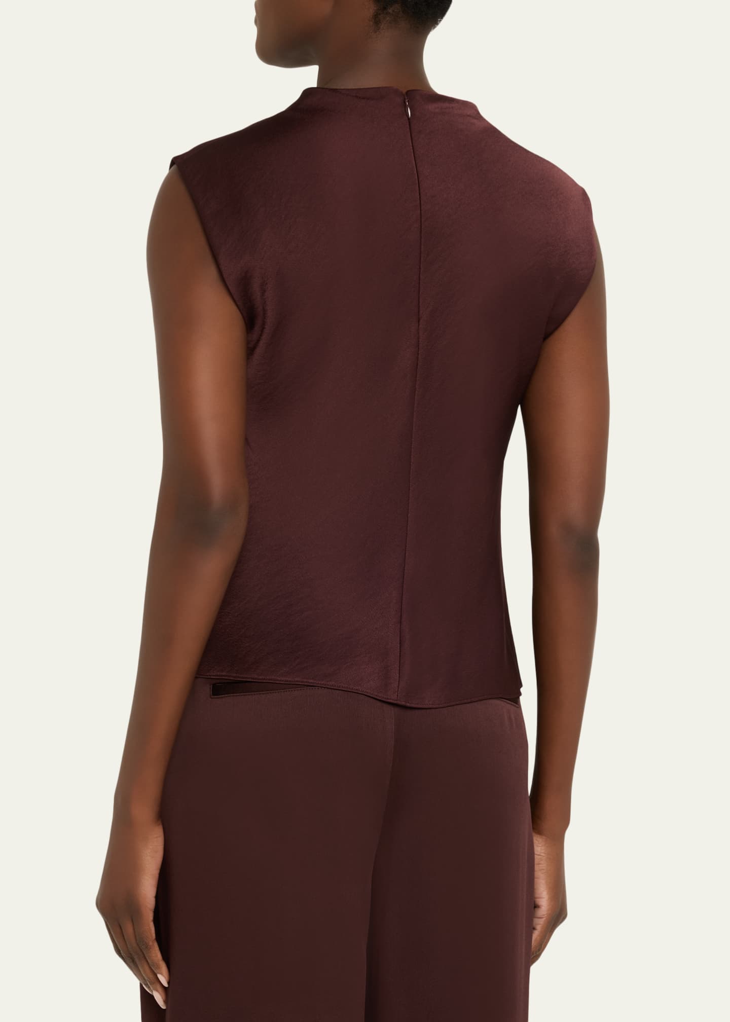 Satin Draped Cowl-Neck Top