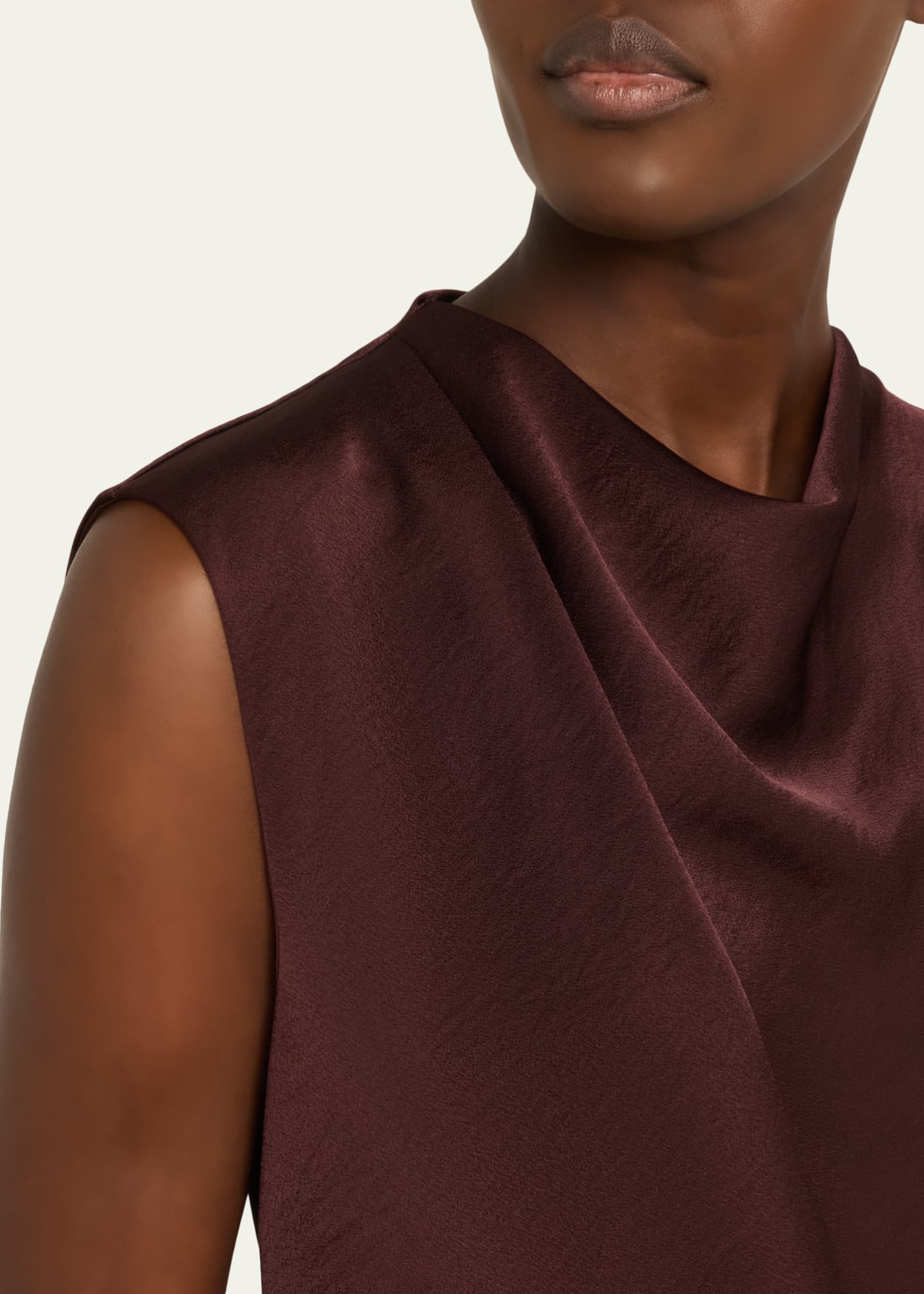 Satin Draped Cowl-Neck Top