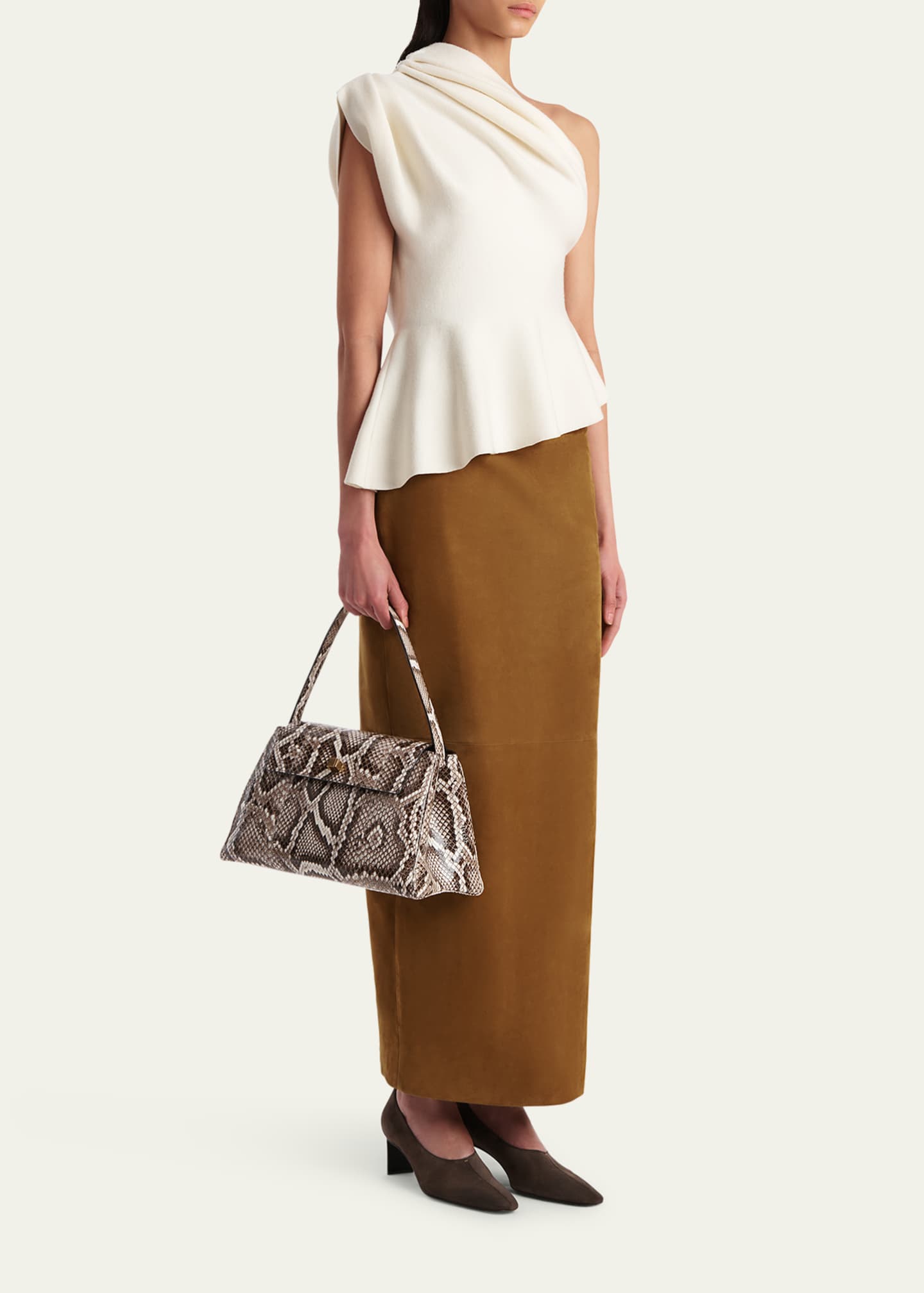 Aimee Draped One-Shoulder Peplum Top
