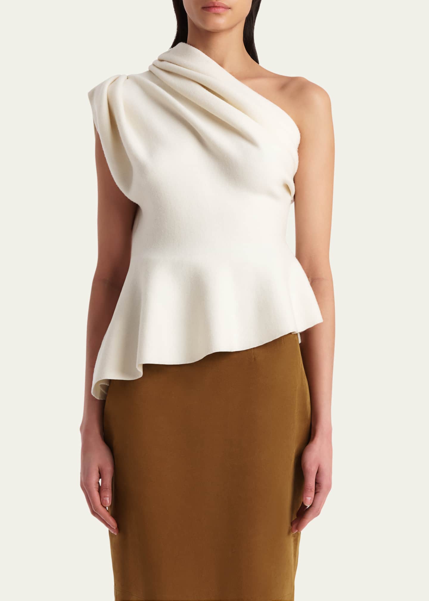 Aimee Draped One-Shoulder Peplum Top