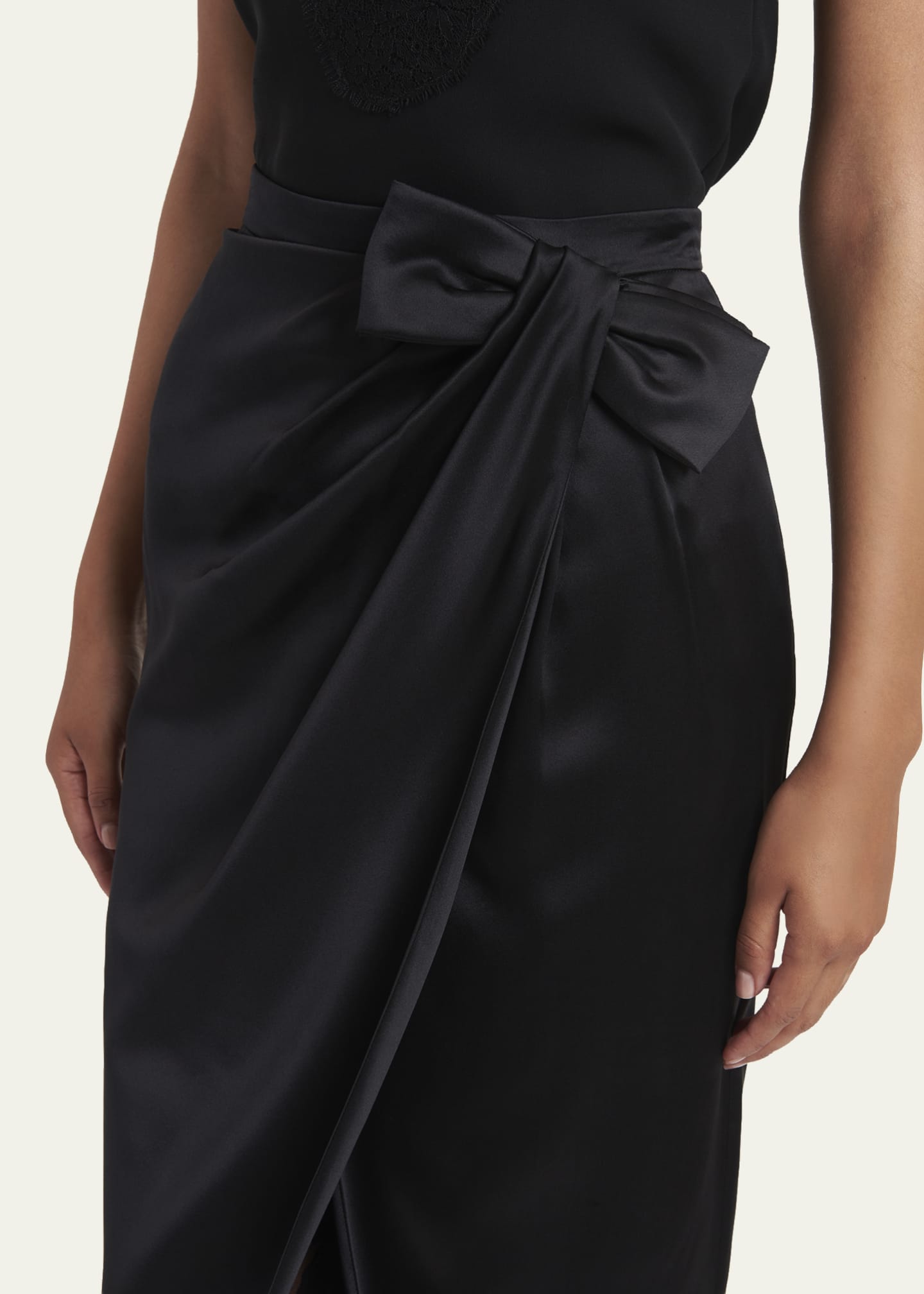 Valentino Garavani Draped Silk Bow Midi Tulip Skirt - Bergdorf Goodman