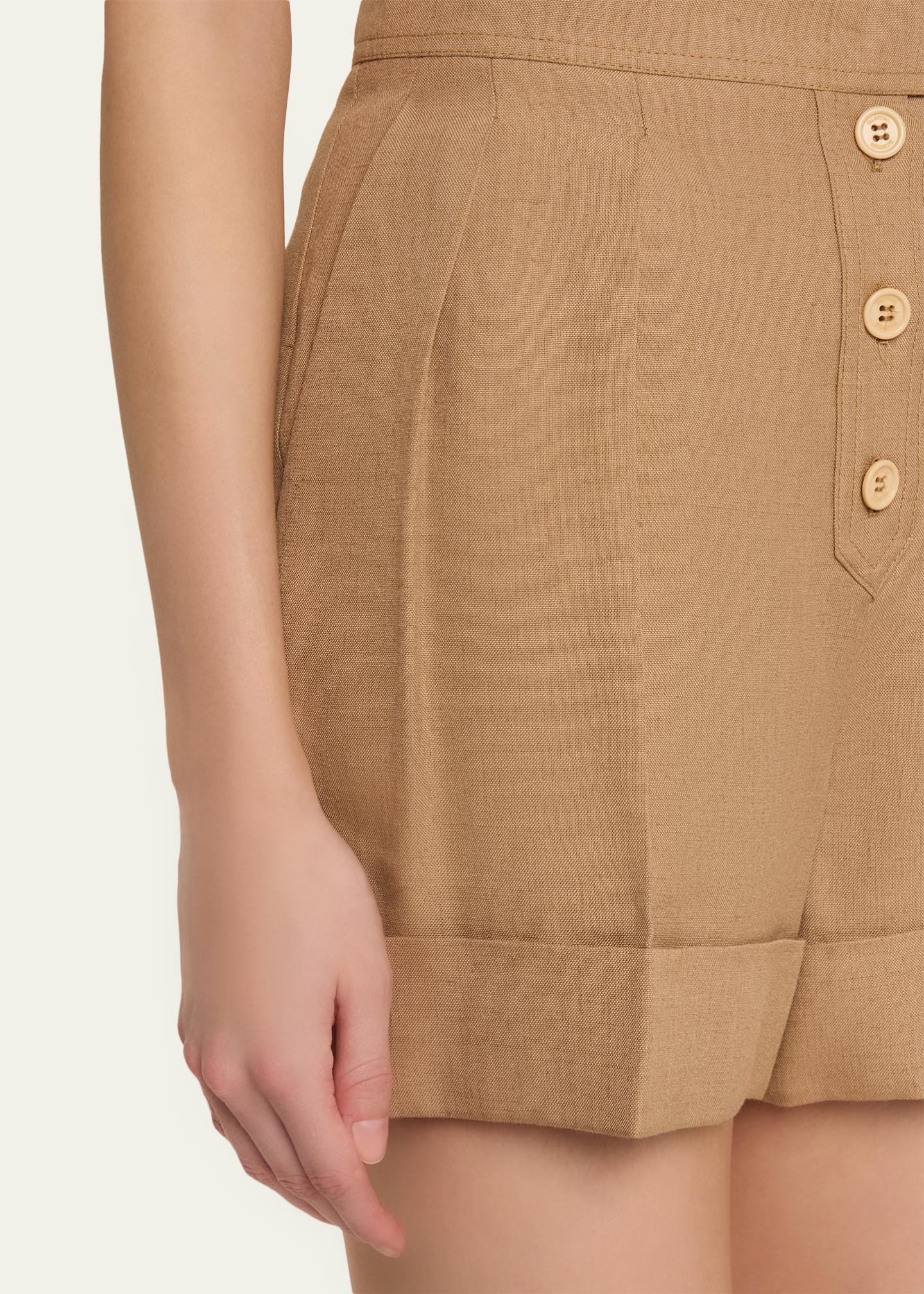 Valentino Garavani Pleated Linen Tailored Shorts - Bergdorf Goodman