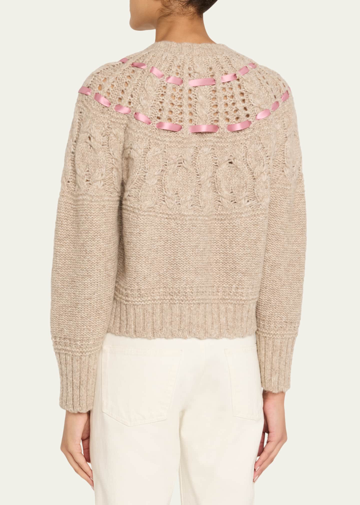 LoveShackFancy Clementian Alpaca-Blend Ribbon Cardigan - Bergdorf