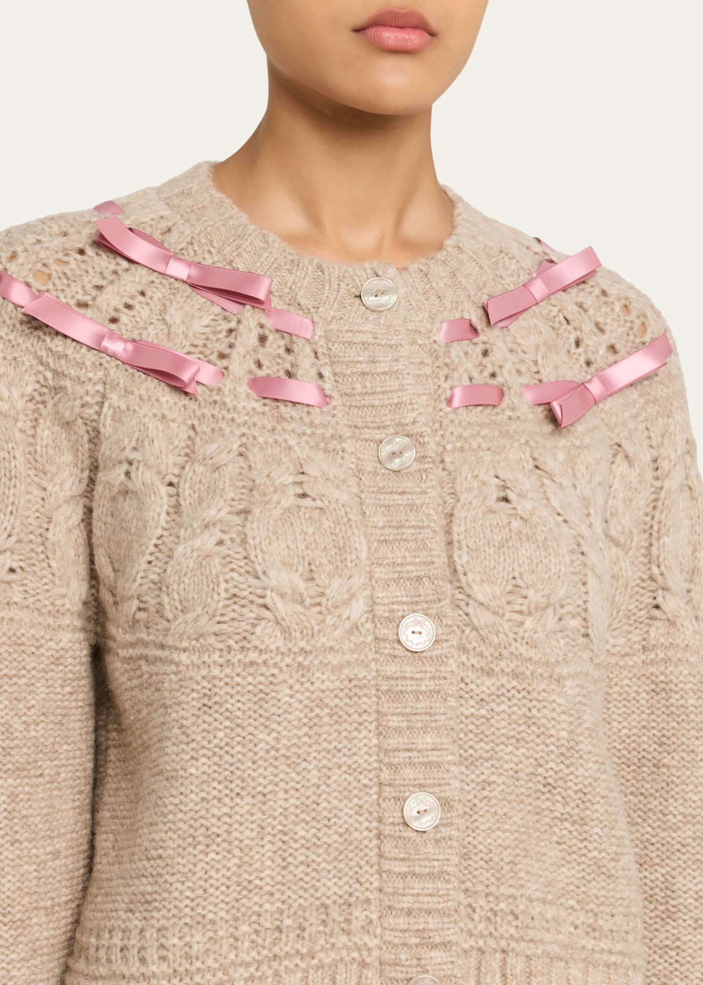 LoveShackFancy Clementian Alpaca-Blend Ribbon Cardigan - Bergdorf