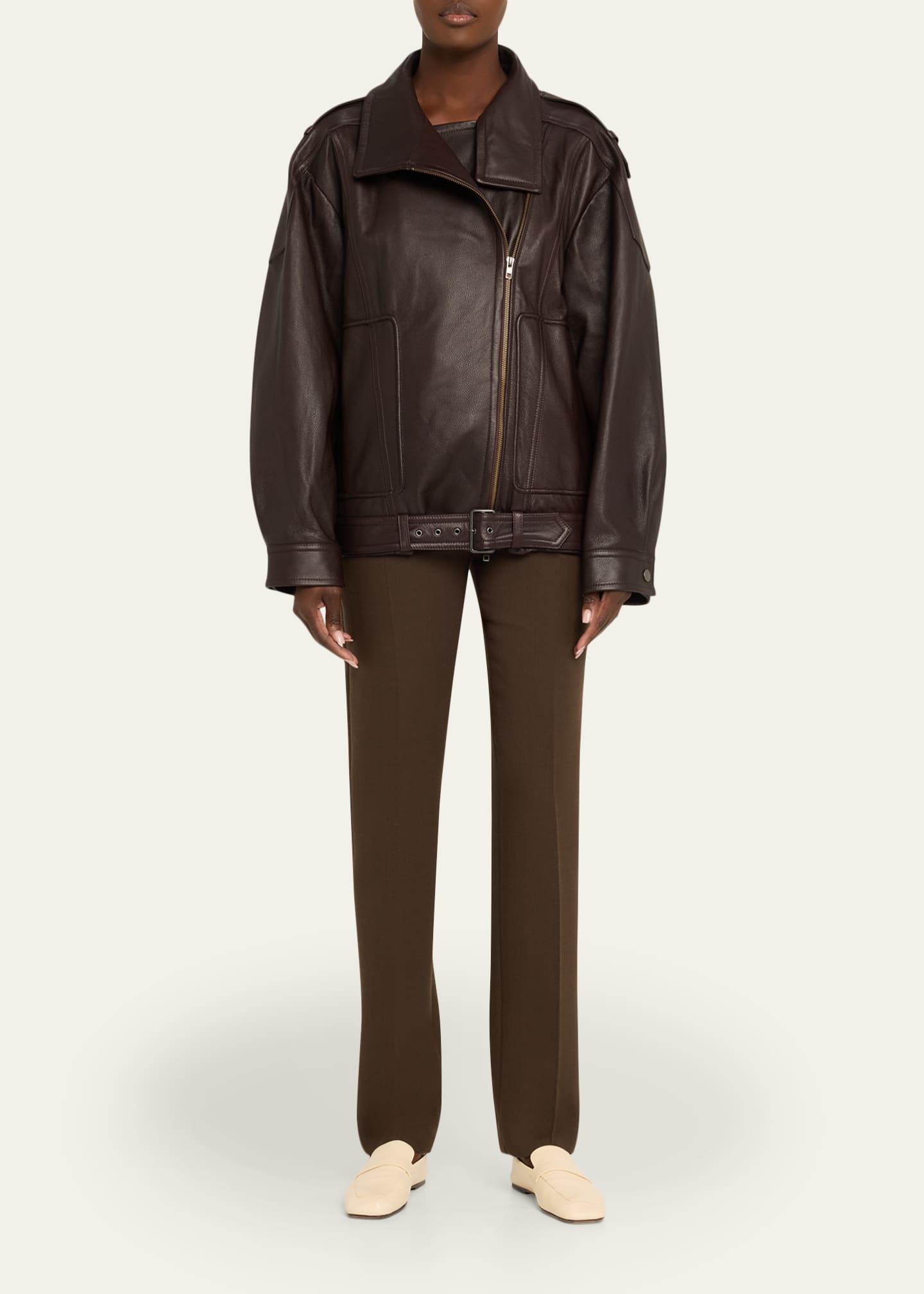 Vince Oversized Leather Aviator Jacket - Bergdorf Goodman