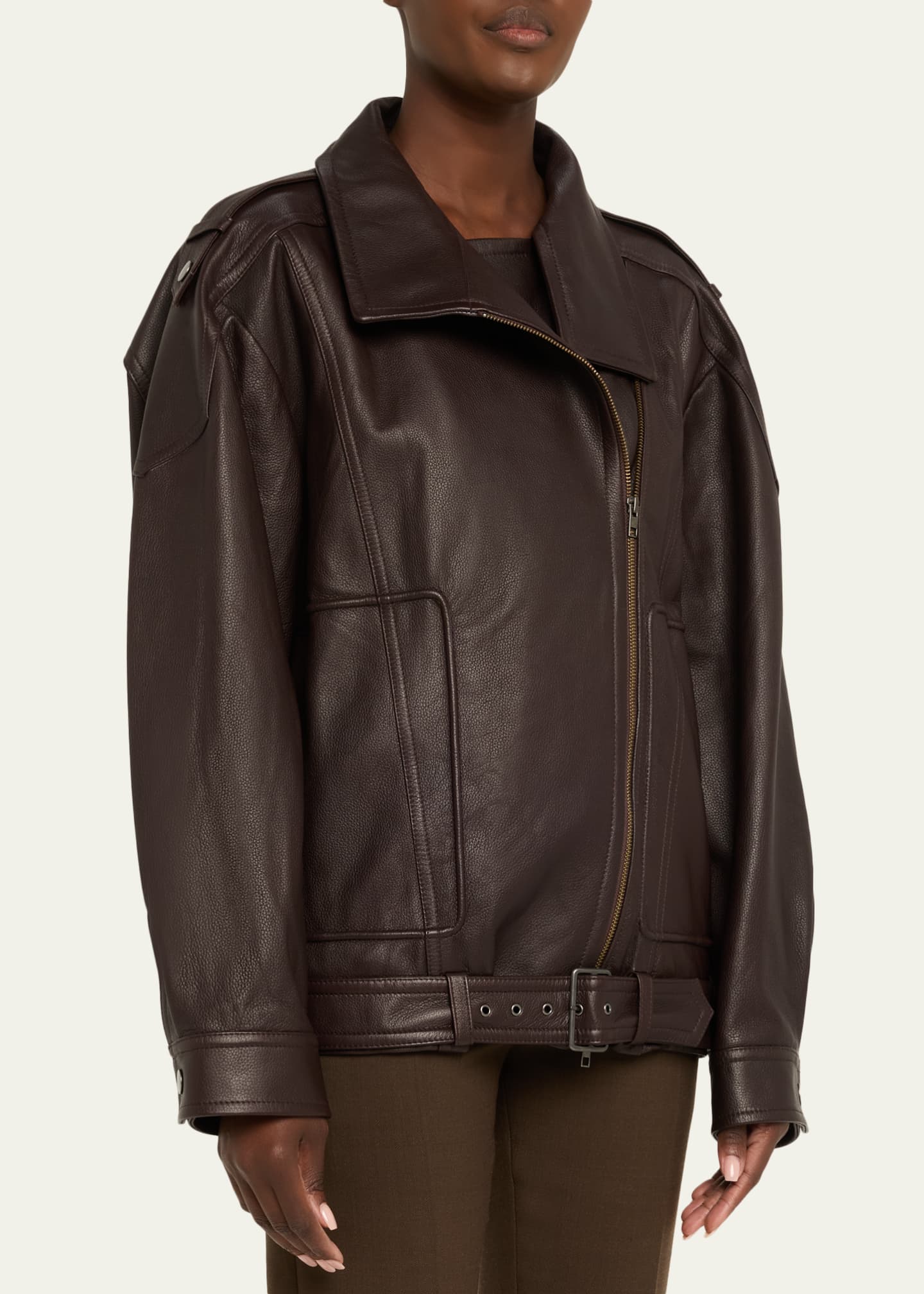 Vince Oversized Leather Aviator Jacket - Bergdorf Goodman