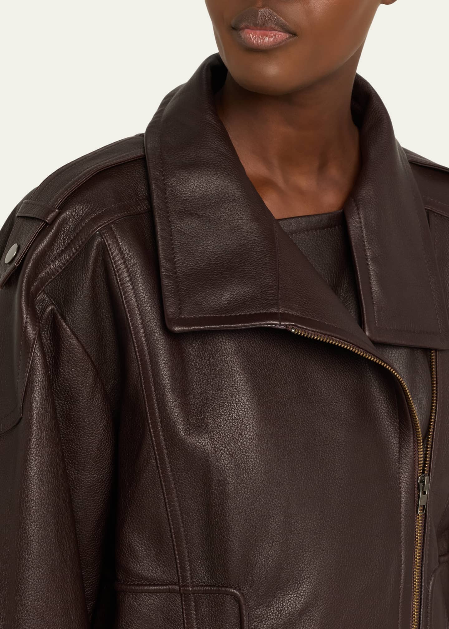Vince Oversized Leather Aviator Jacket - Bergdorf Goodman