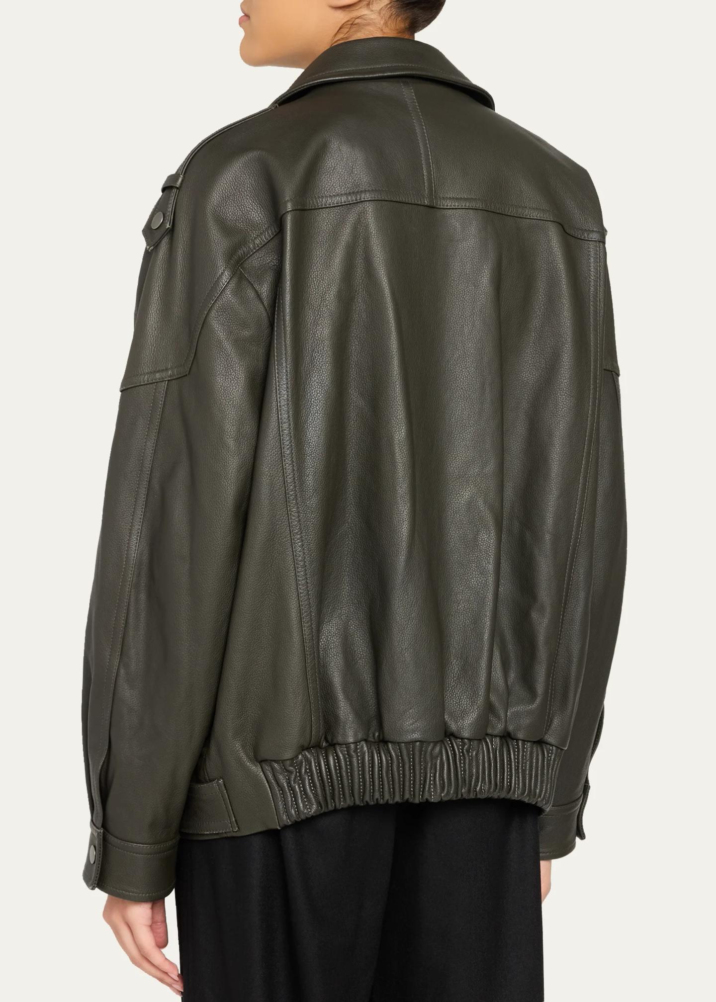 Vince Oversized Leather Aviator Jacket - Bergdorf Goodman
