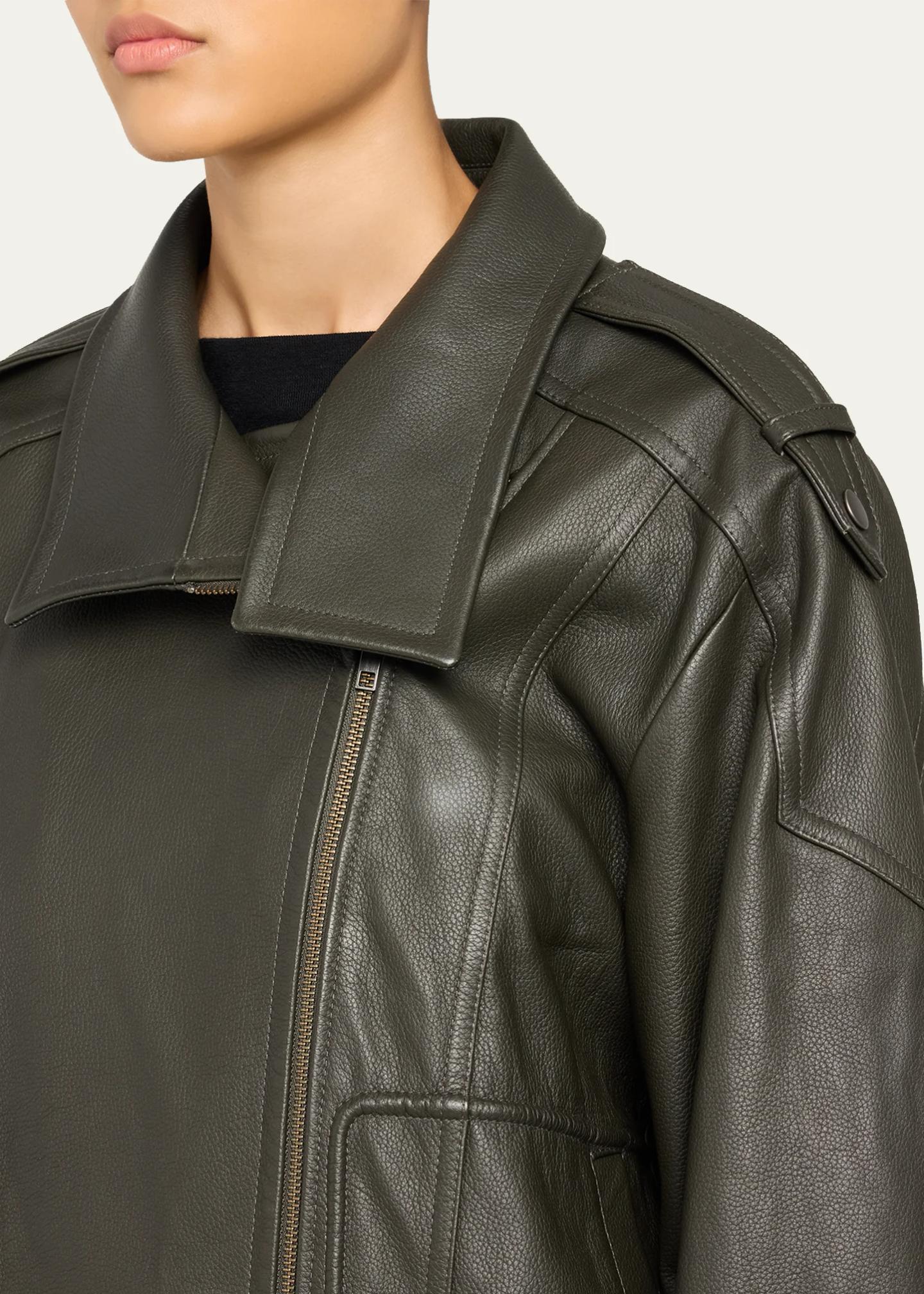 Vince Oversized Leather Aviator Jacket - Bergdorf Goodman