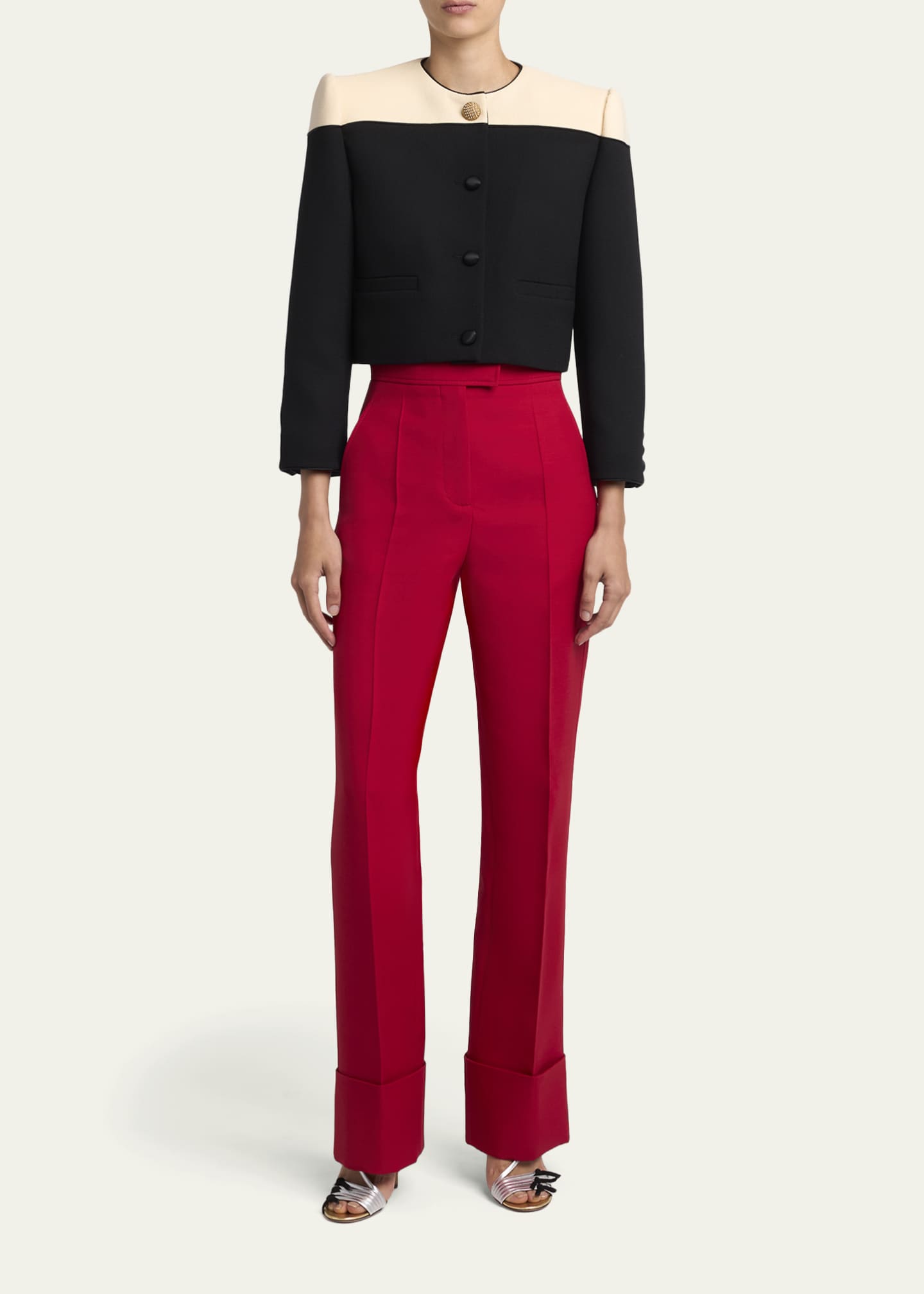 Valentino Garavani Colorblock Single-Breasted Wool Jacket