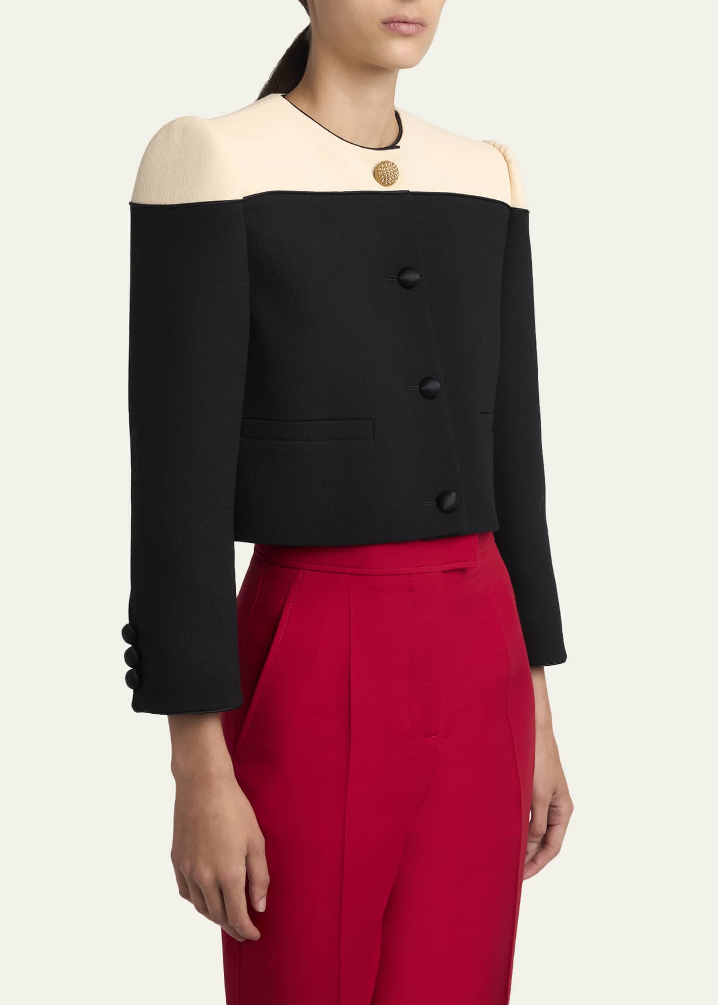 Valentino Garavani Colorblock Single-Breasted Wool Jacket