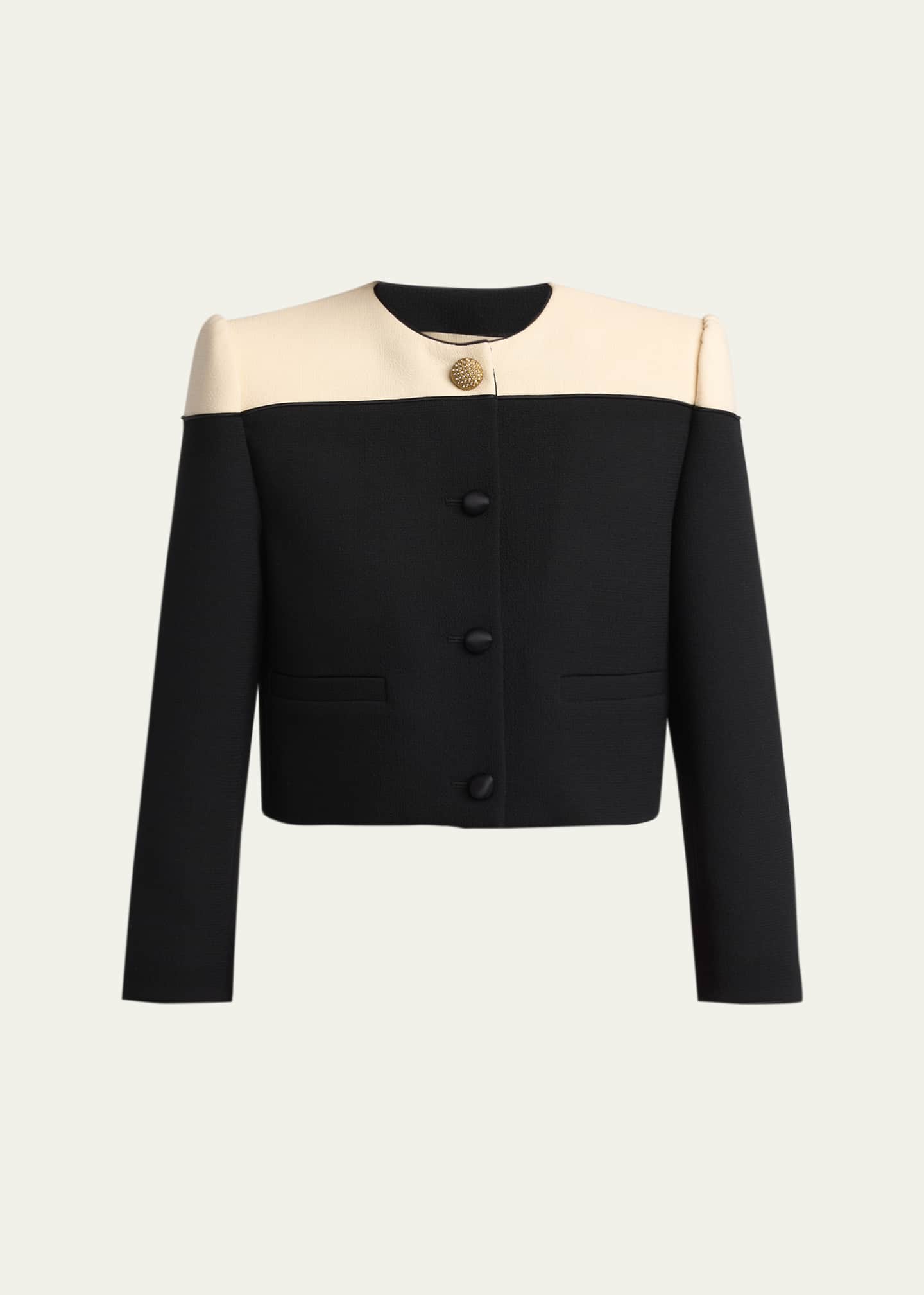 Valentino Garavani Colorblock Single-Breasted Wool Jacket