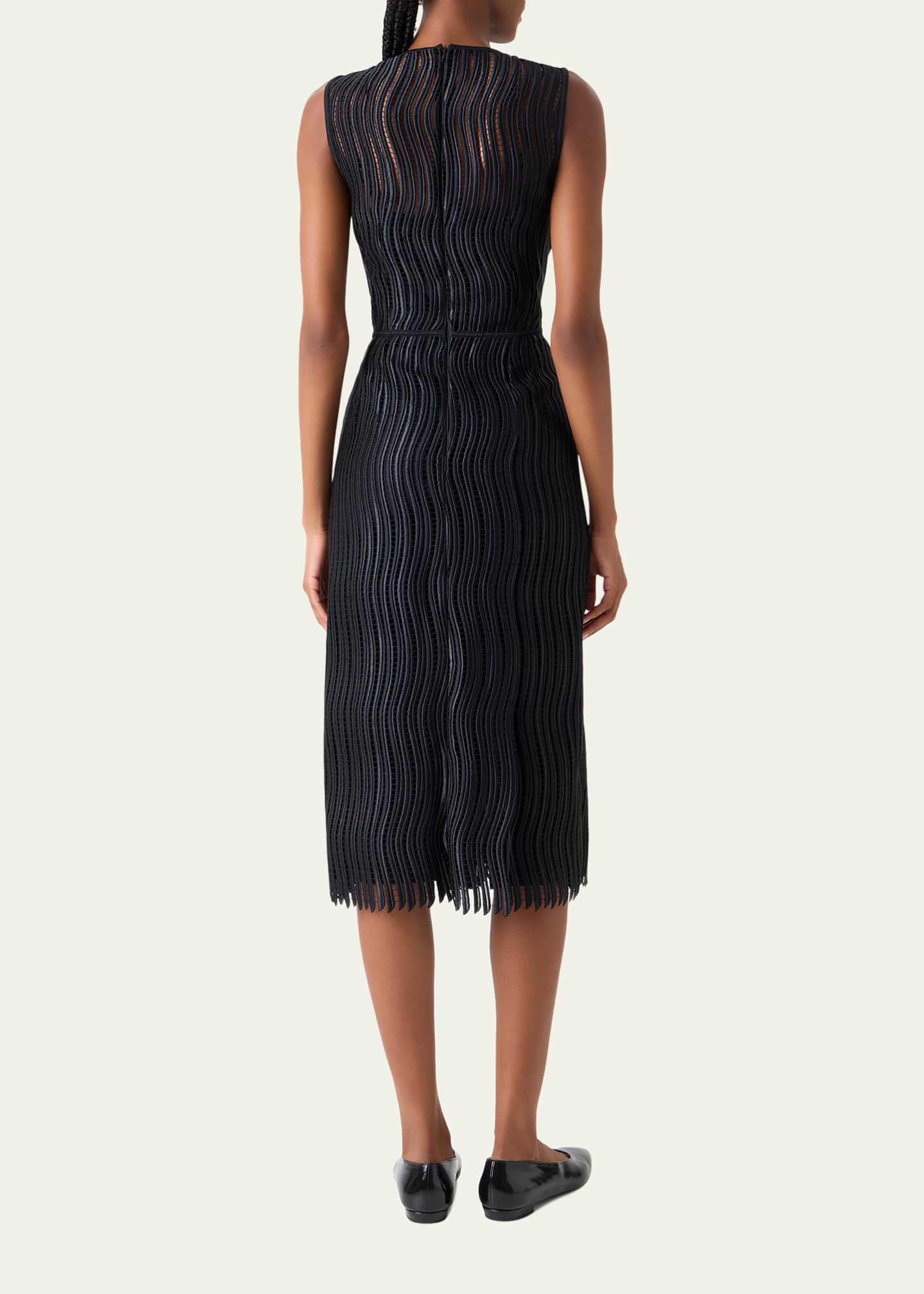 akris black dress Fit-and-Flare Cotton Midi Dress with Bow Black / 14