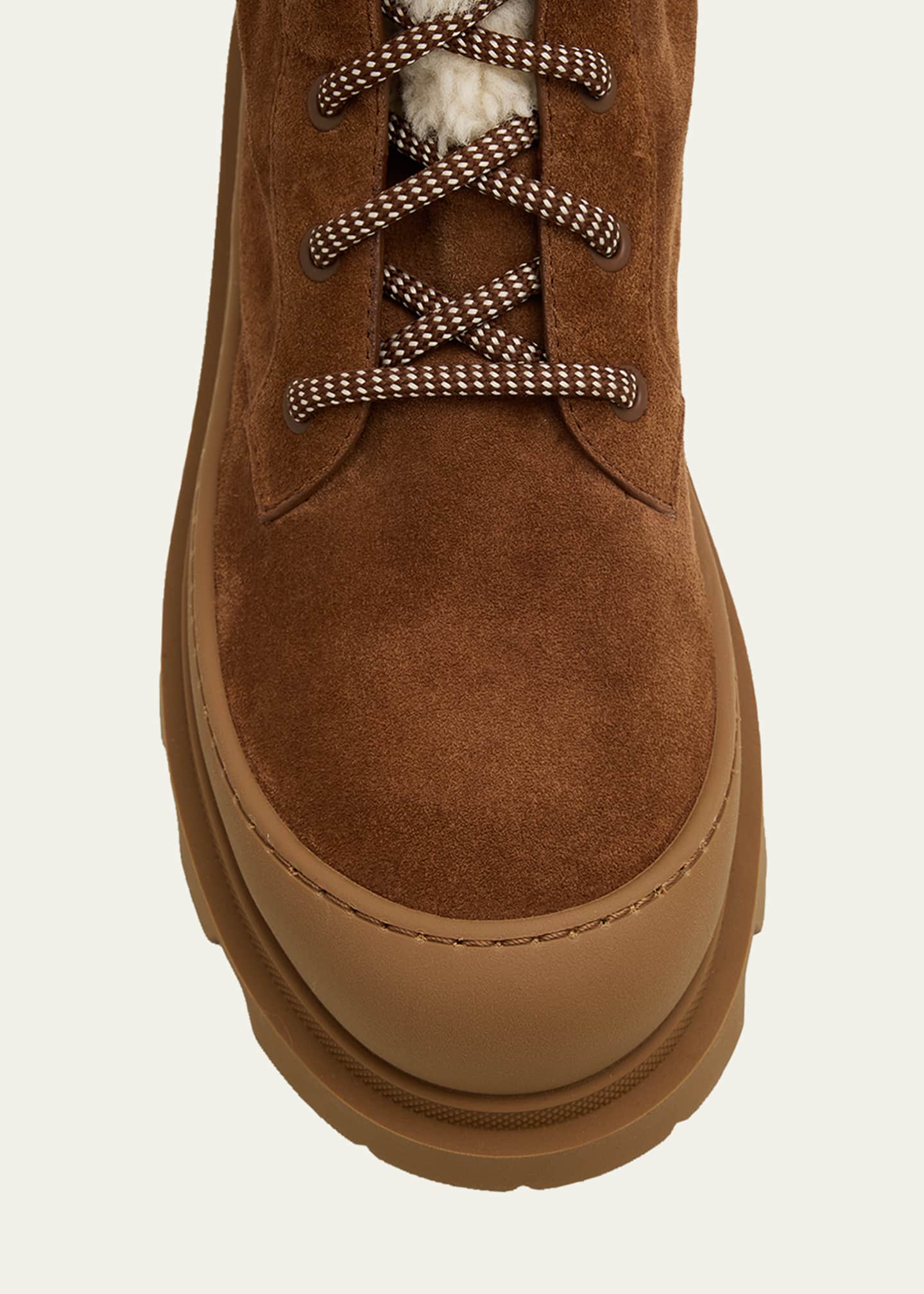 Moncler Vera High Suede and Shearling Lace-Up Boots - Bergdorf Goodman