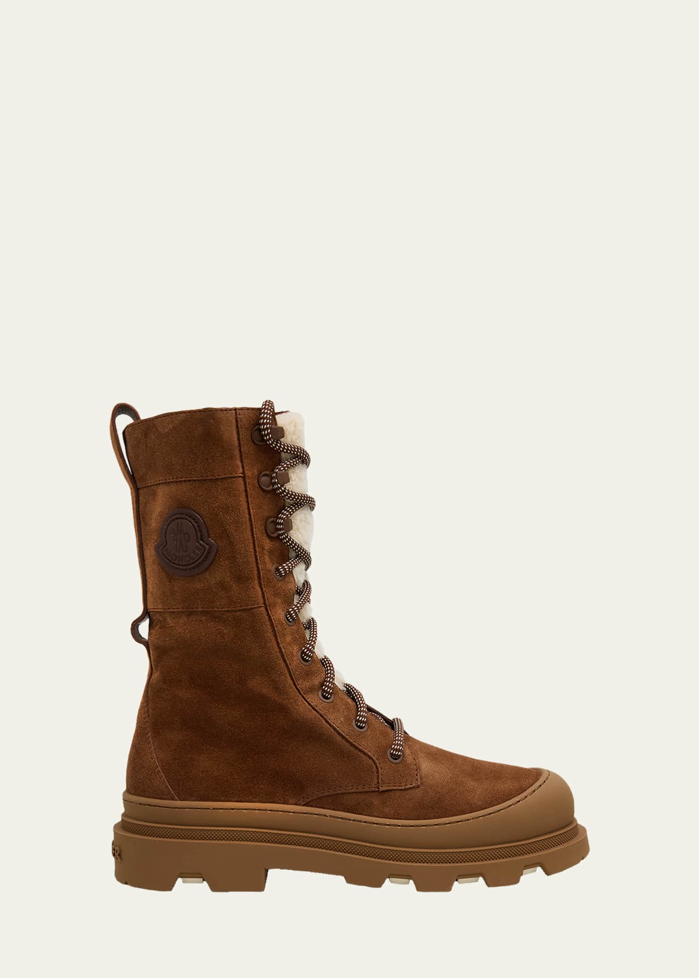 Moncler Vera High Suede and Shearling Lace-Up Boots - Bergdorf Goodman