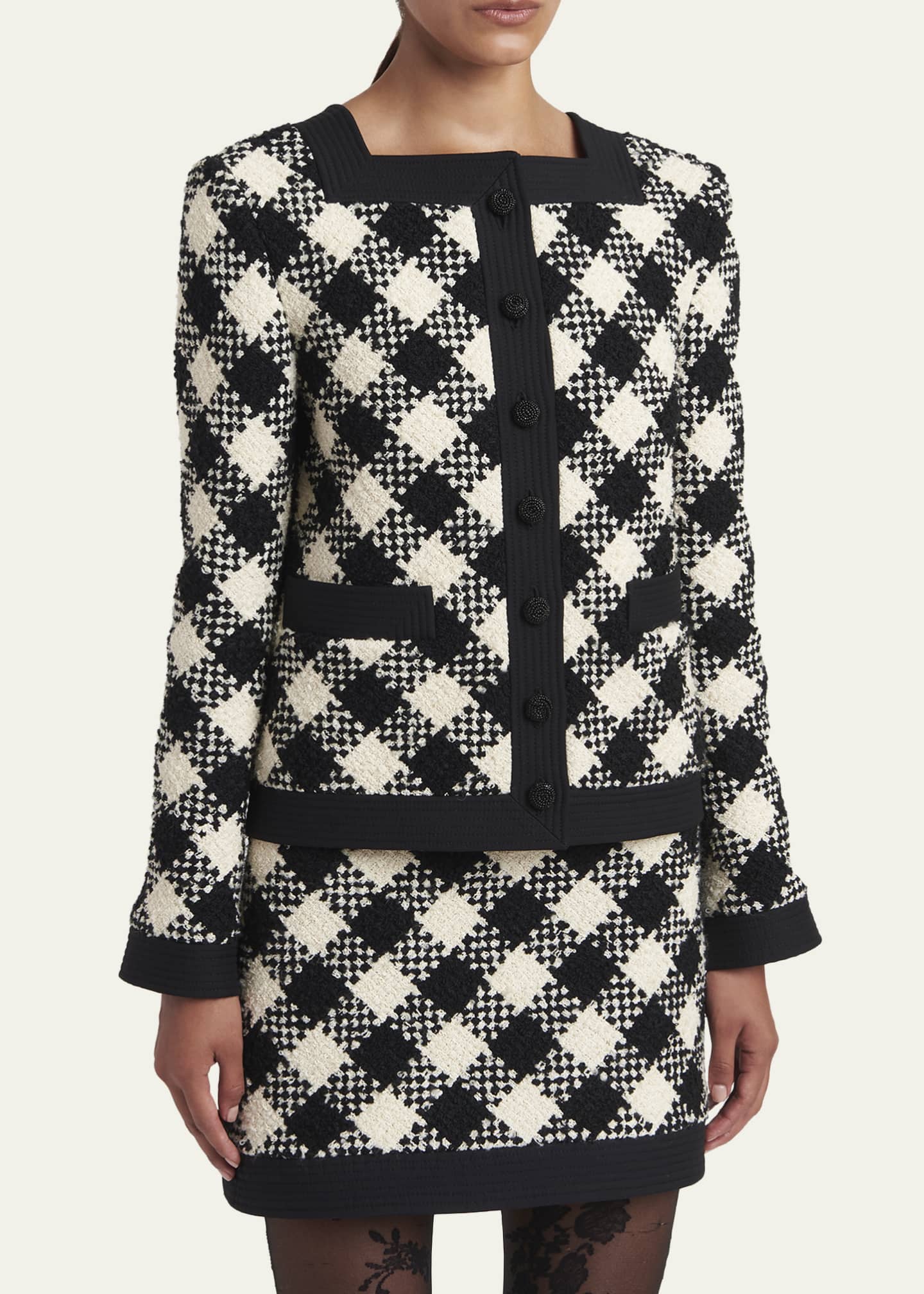 Valentino Garavani Buffalo Check Tweed Single-Breasted Jacket