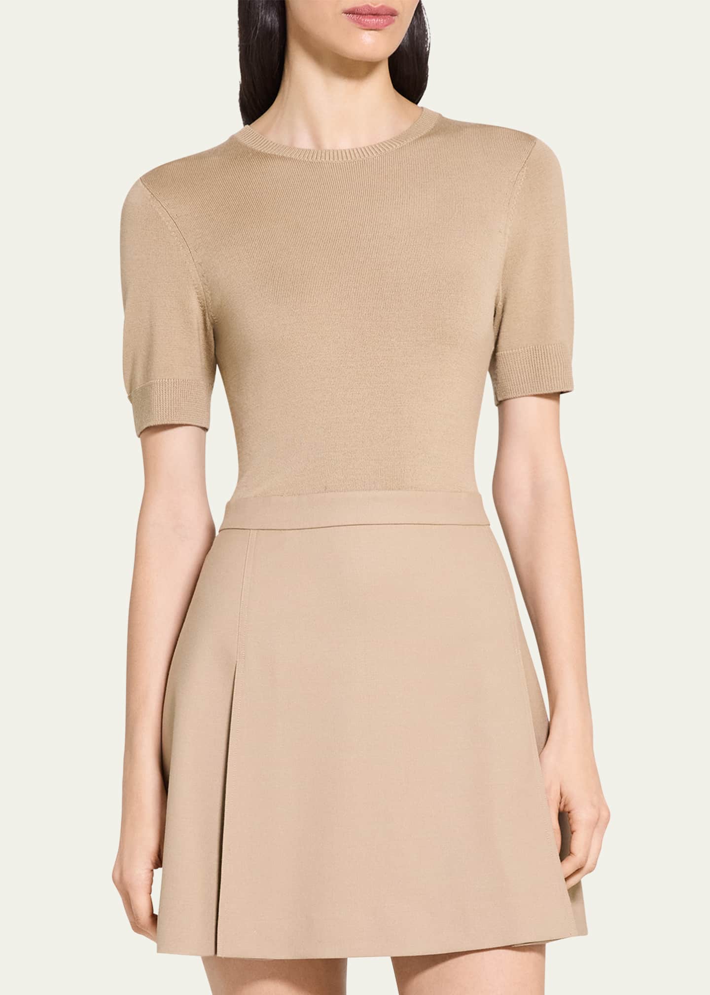 Theory Short-Sleeve Combo Mini Dress - Bergdorf Goodman