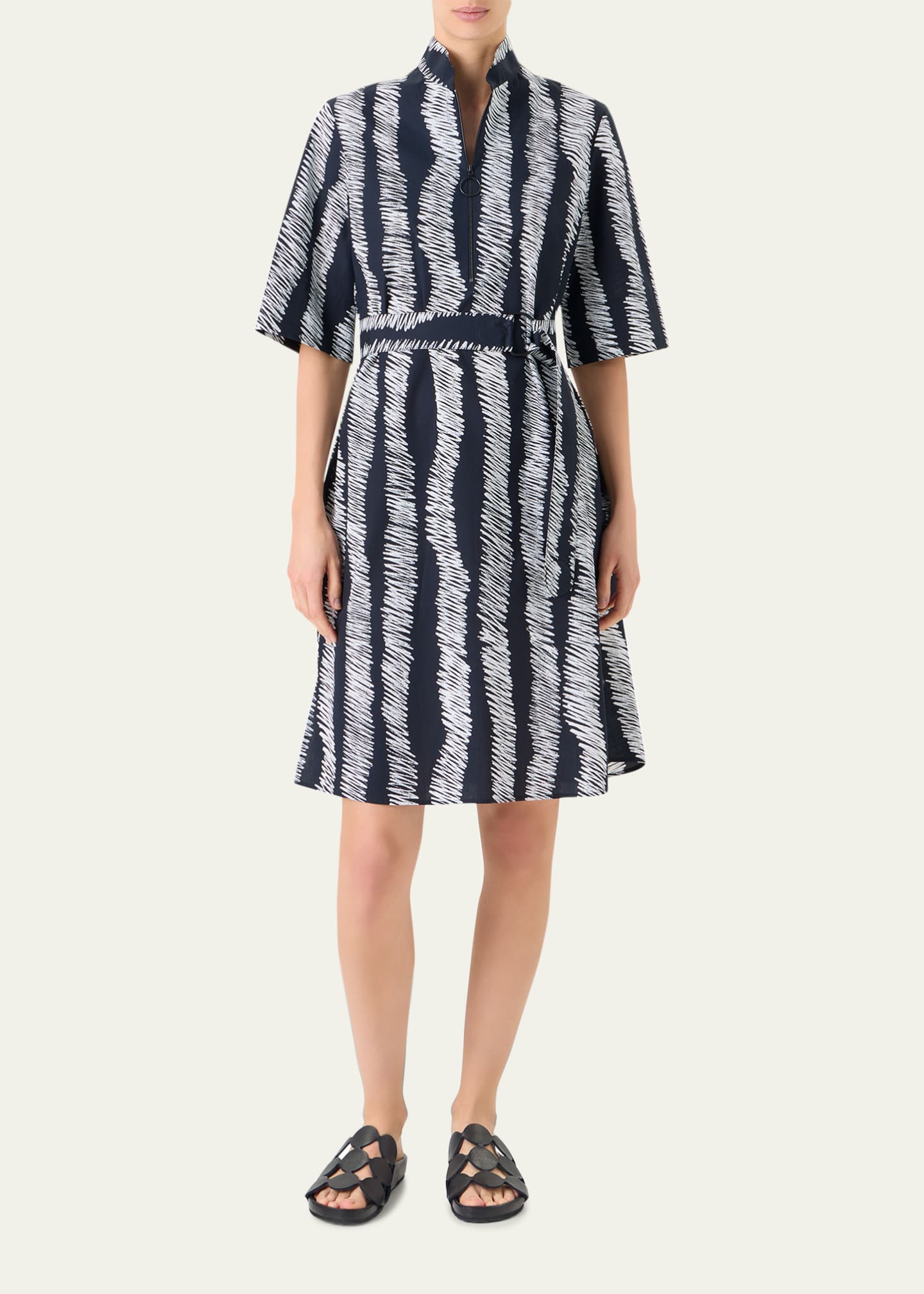 akris punto cotton dress Akris Punto strip-detail Dress | Blue