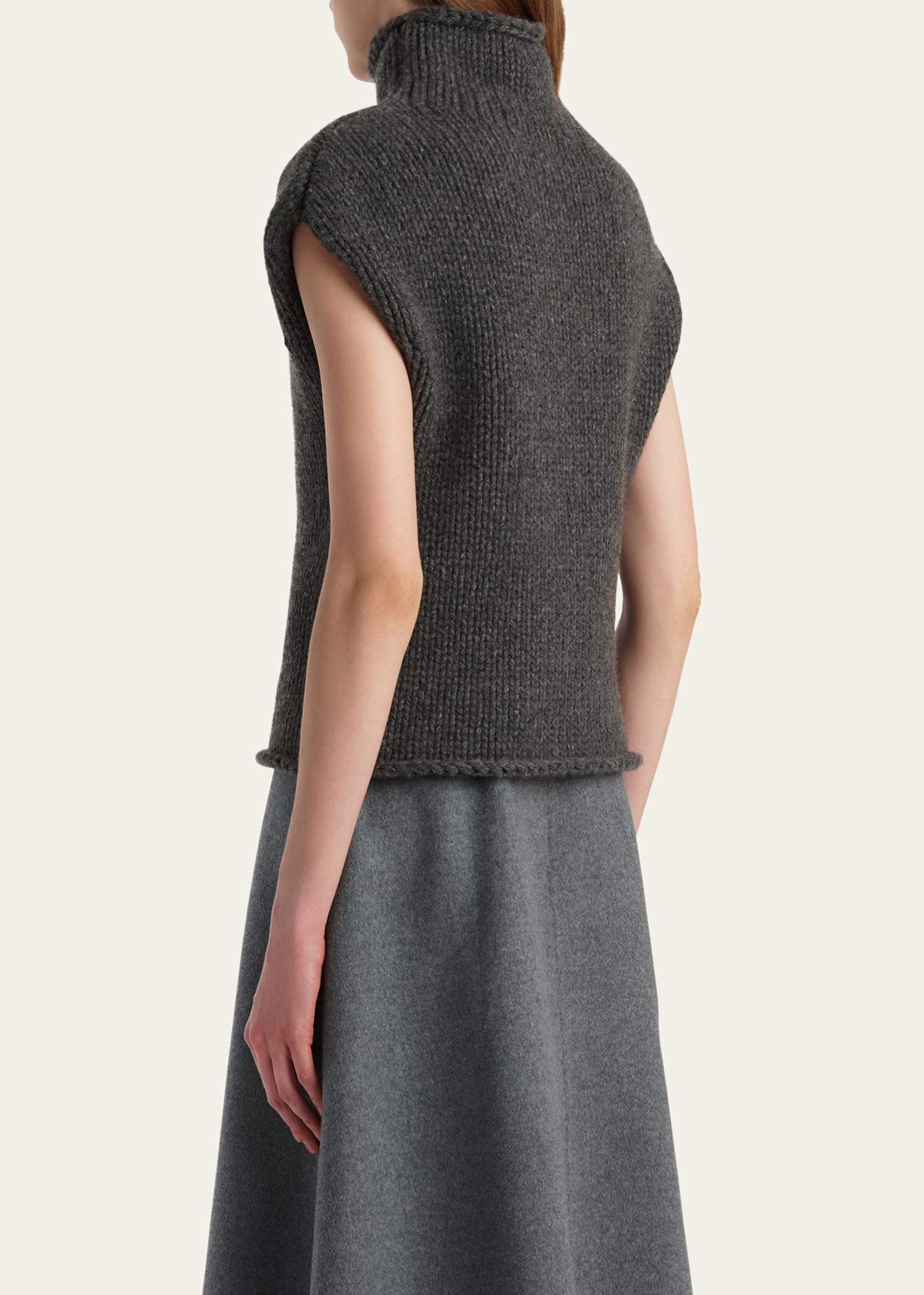 Khaite Sly Cap-Sleeve Turtleneck Cashmere Top - Bergdorf Goodman