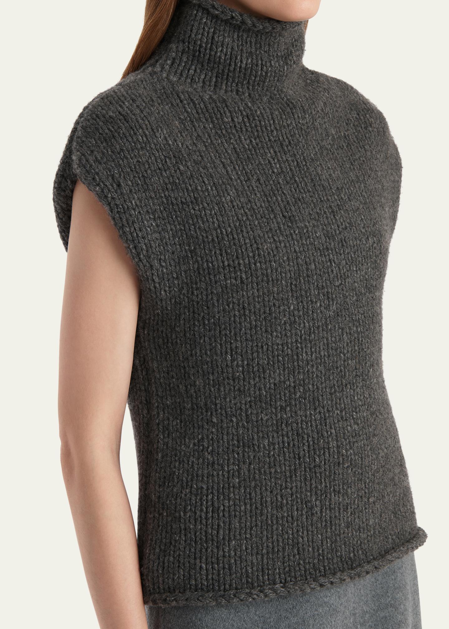 Khaite Sly Cap-Sleeve Turtleneck Cashmere Top - Bergdorf Goodman