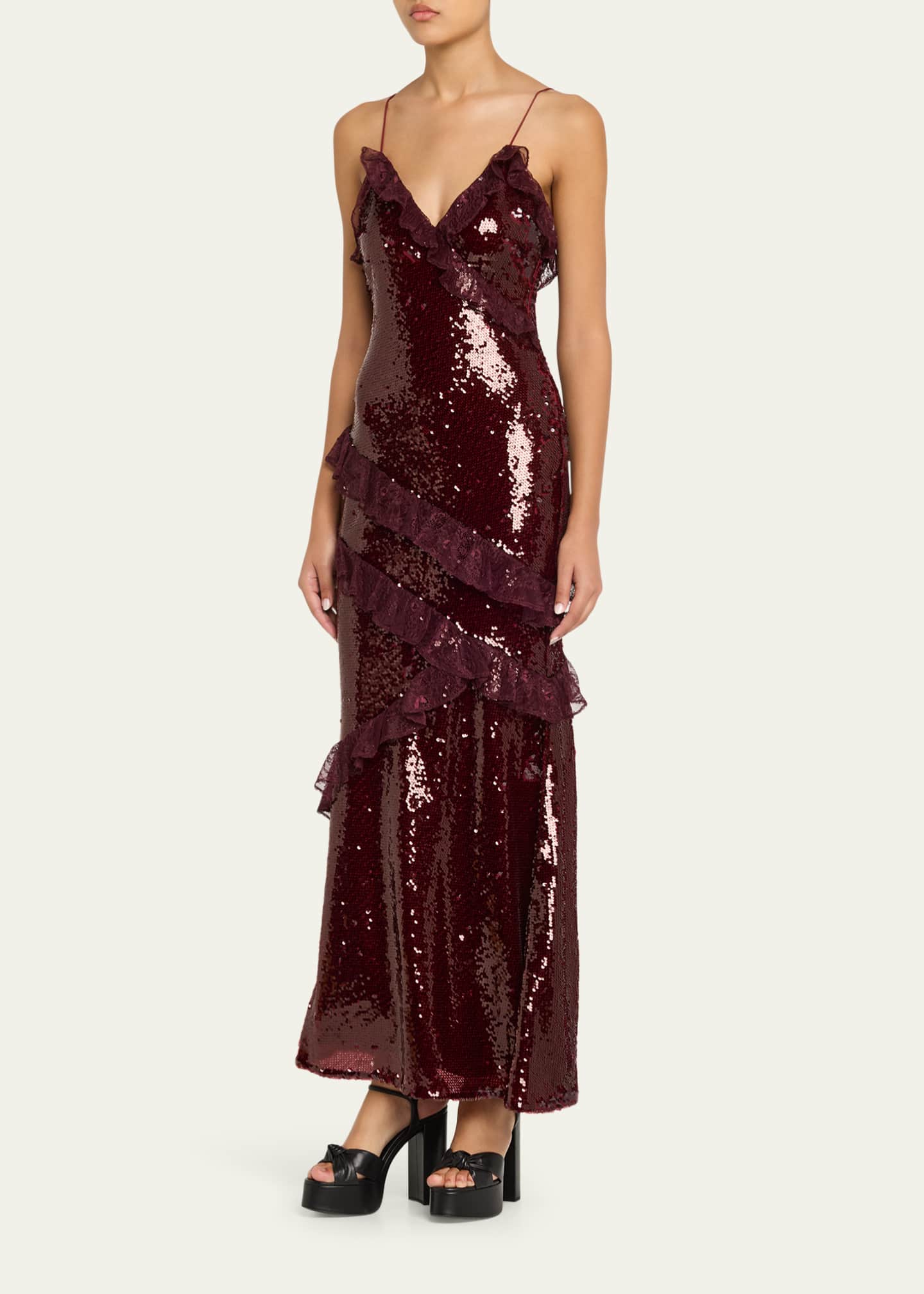 moira satin pleated maxi dress A.L.C. Women's Moira Satin Pleated Maxi Dress in Persimmon, Size 2