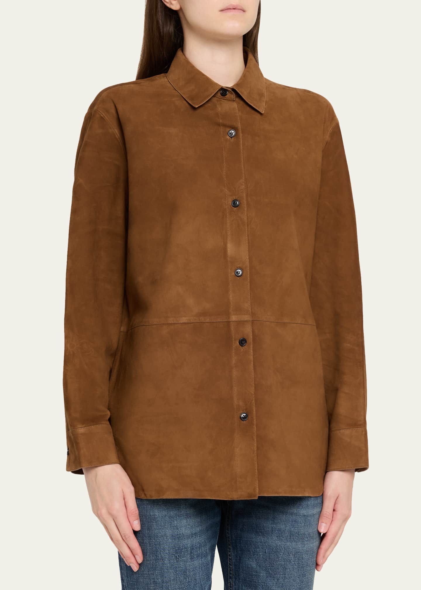 Long-Sleeve Suede Menswear Shirt