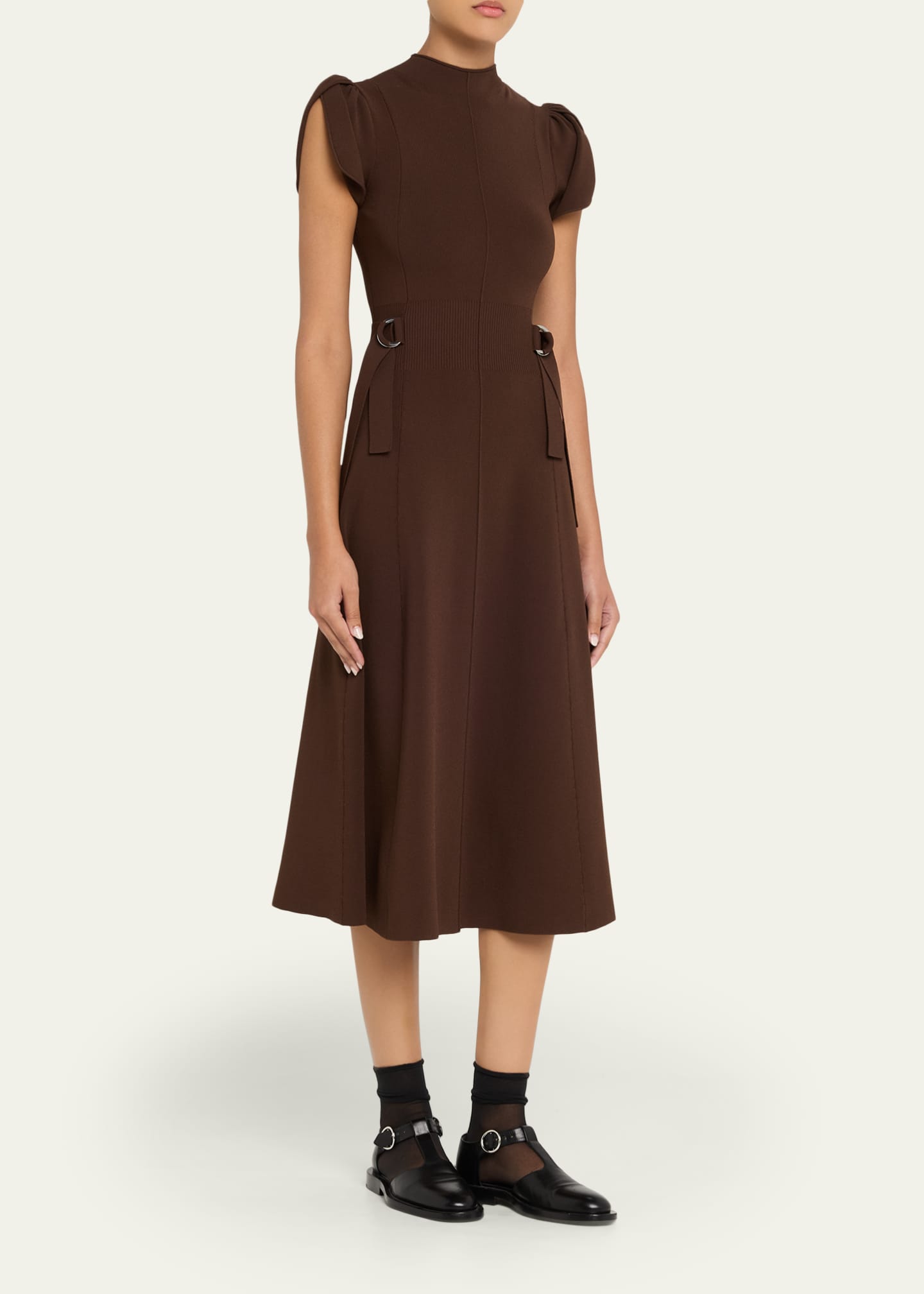 3.1 Phillip Lim Tulip-Sleeve Compact Rib Midi Dress - Bergdorf Goodman