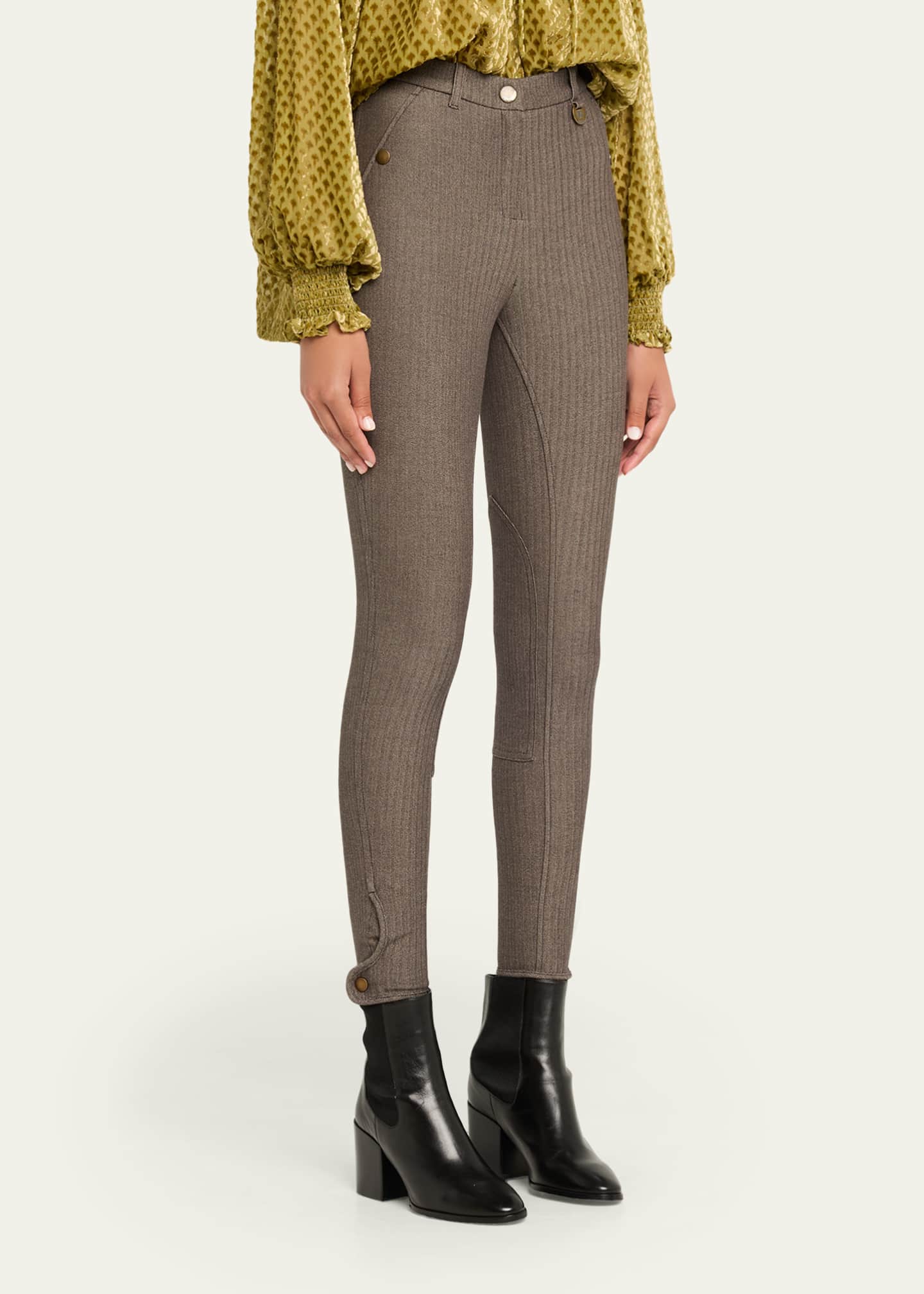 Burberry Anne Herringbone Skinny-Leg Jodhpur Pants Image 4 of 5