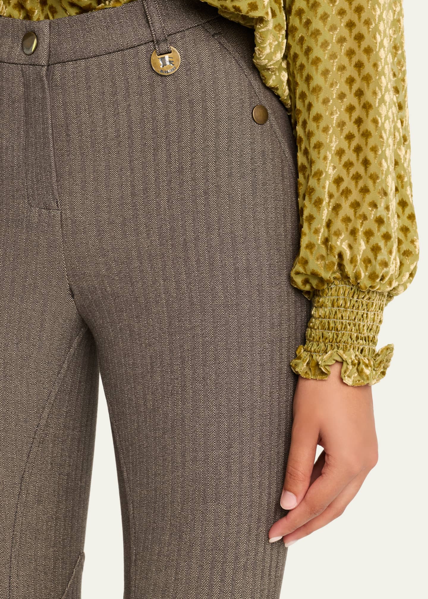 Burberry Anne Herringbone Skinny-Leg Jodhpur Pants Image 5 of 5
