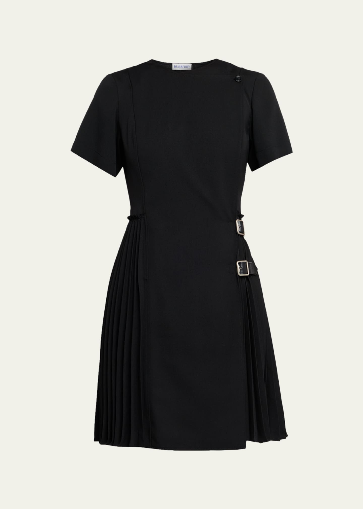 Burberry Wool Blend Kilt Mini Dress - Black