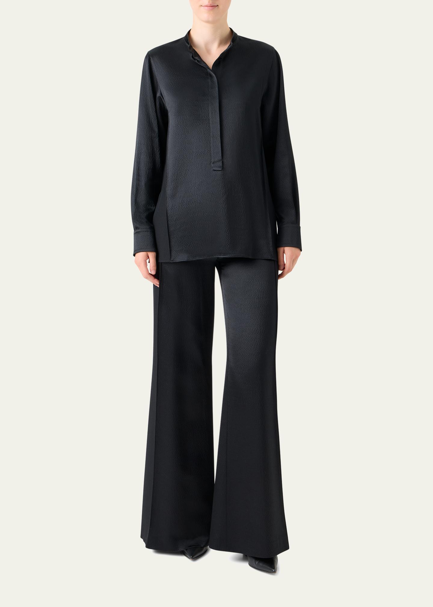 Akris Celeste Wool Silk Wide-Leg Pants - Bergdorf Goodman