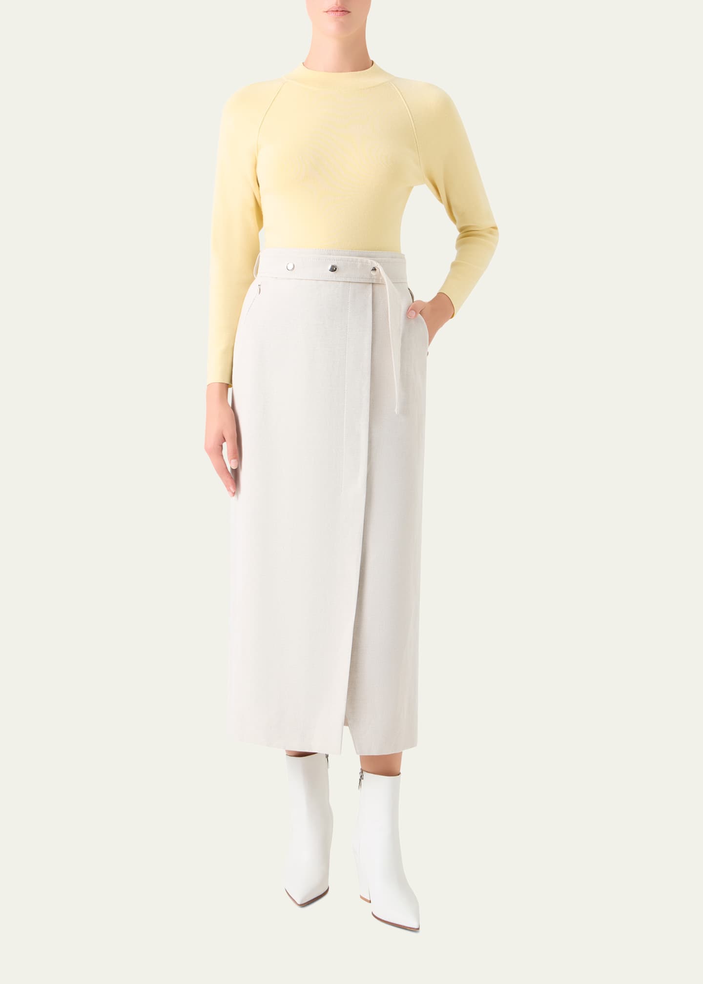 Akris Cotton-Linen Wrap Skirt - Bergdorf Goodman
