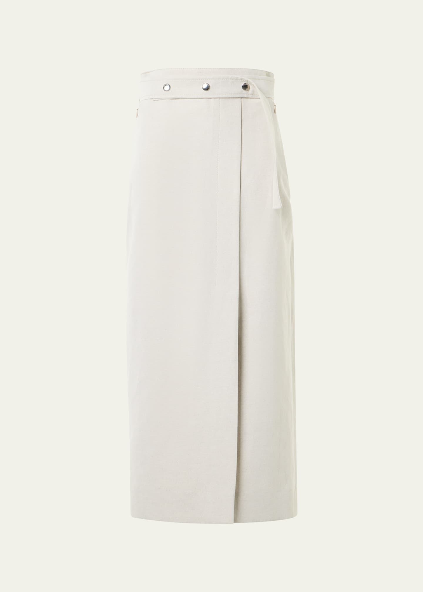 draw drawers Cotton Wrap Skirt 千鳥 Akris Cotton-Linen Wrap Skirt - Bergdorf Goodman