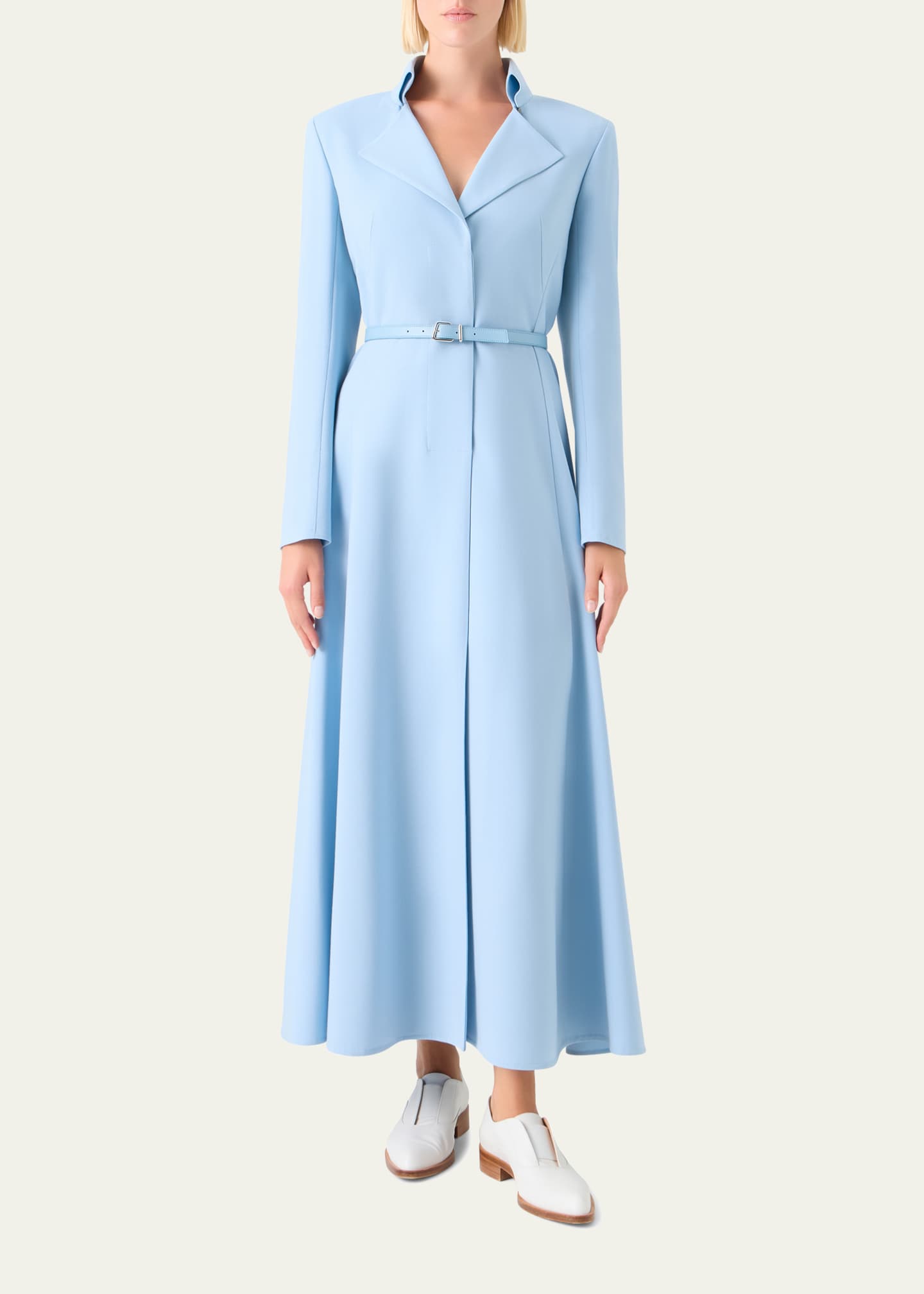 akris dress Akris punto Short-Sleeve Belted Techno Midi Dress