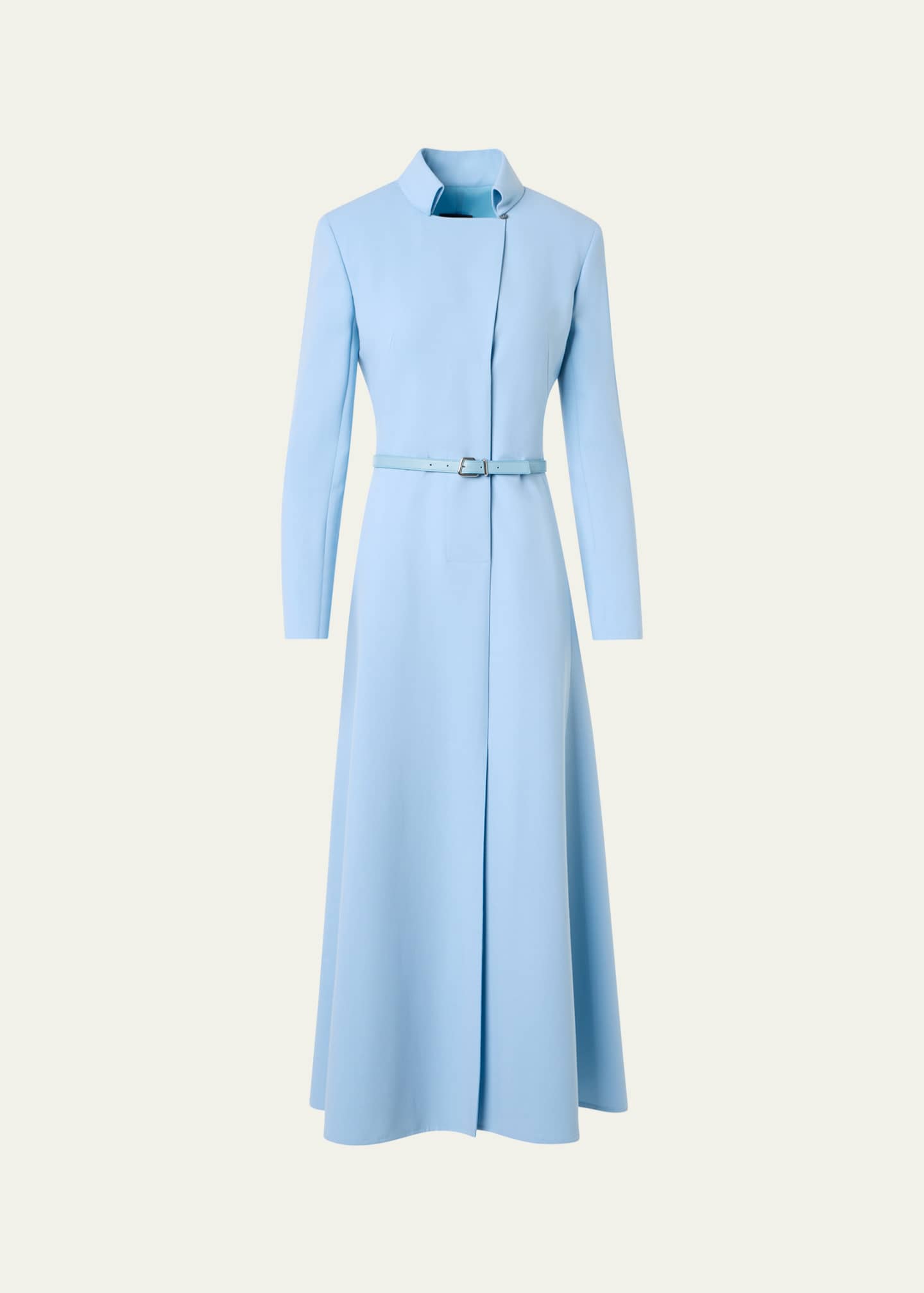 akris dress Two Tone Rib Knit Dress with Sheer Shoulders Lapis blue-ecru / 8