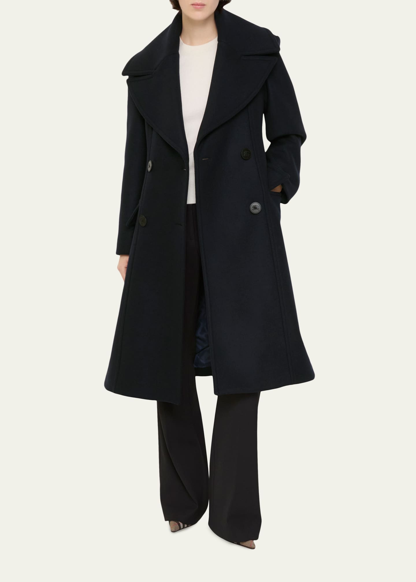 G.K.of.Qoo ✨BURBERRY ウールコート ブラック 44 Burberry Silverlake Double-Breasted Wool Coat - Bergdorf Goodman