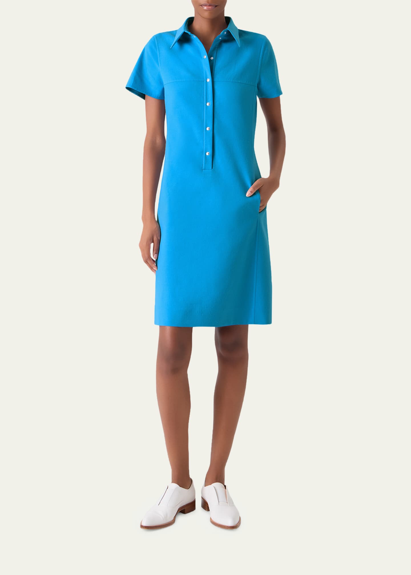 Akris Short-Sleeve Cotton-Silk Polo Dress - Bergdorf Goodman