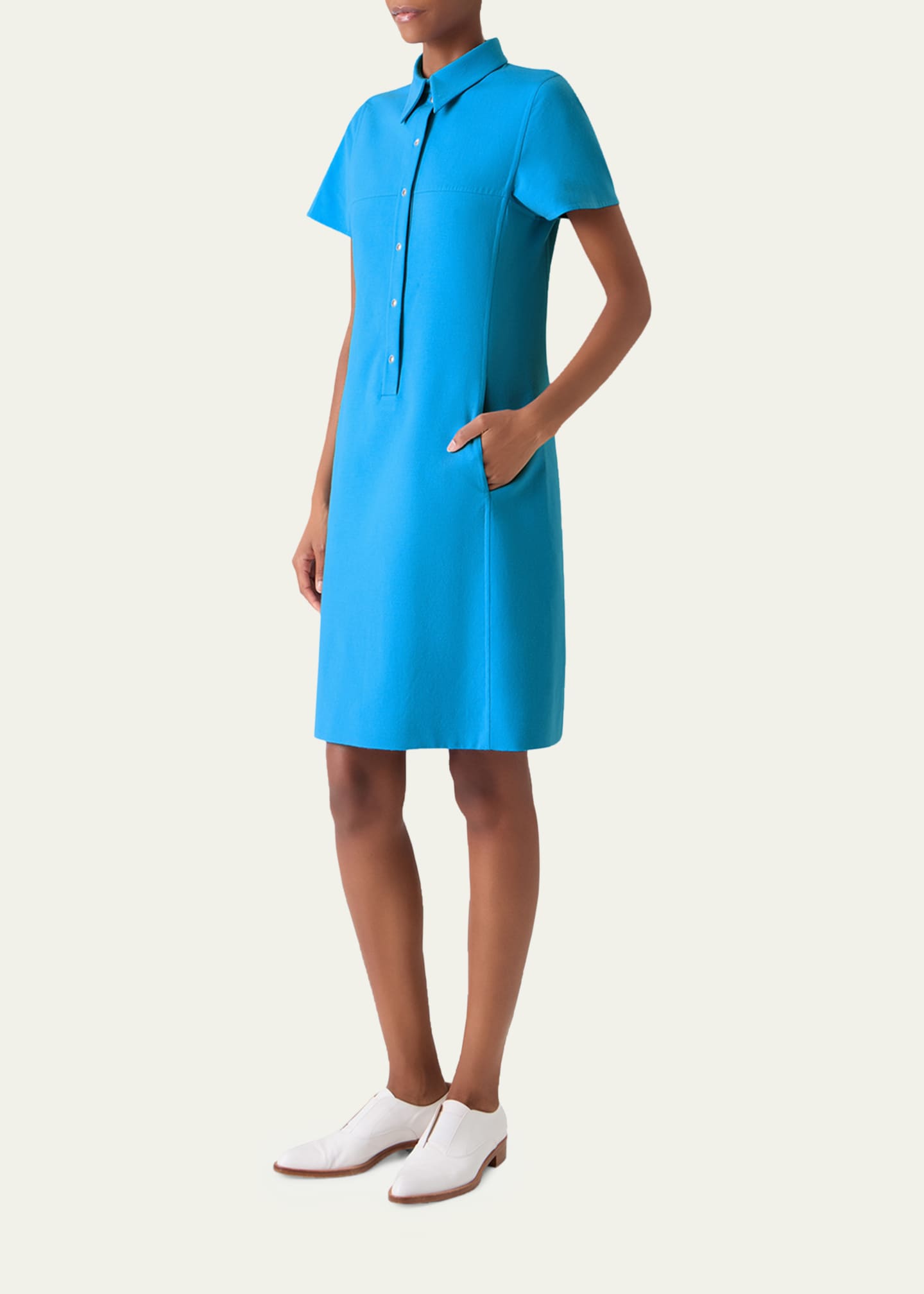 Akris Short-Sleeve Cotton-Silk Polo Dress - Bergdorf Goodman