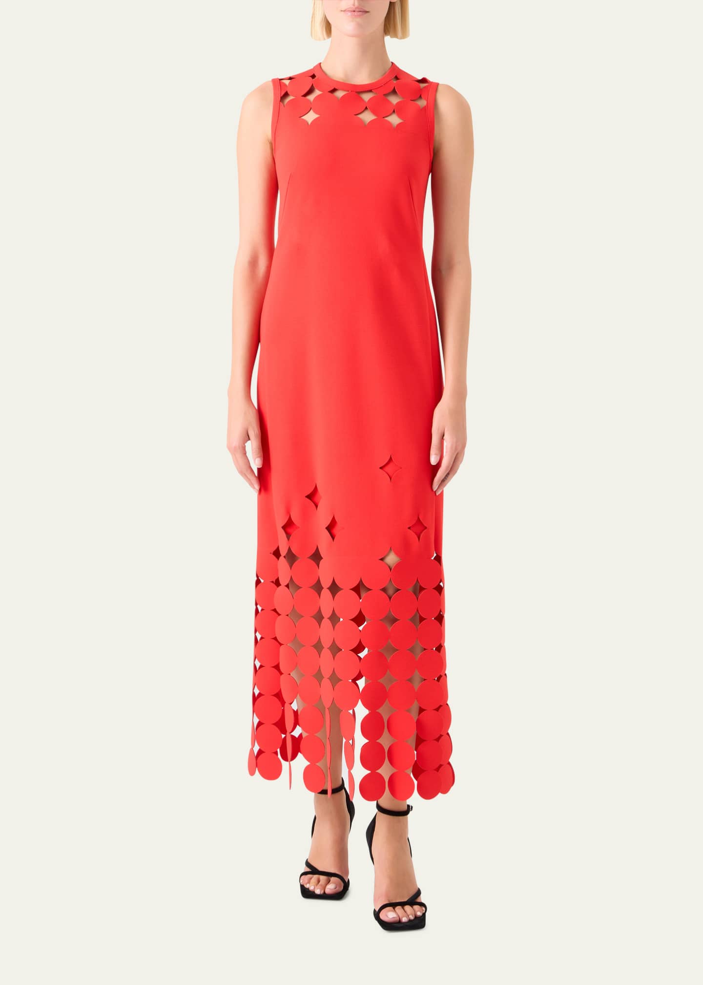 Akris Punto Women's Dot Cut-Out Jersey Midi-Dress - Bright Red - Size 2