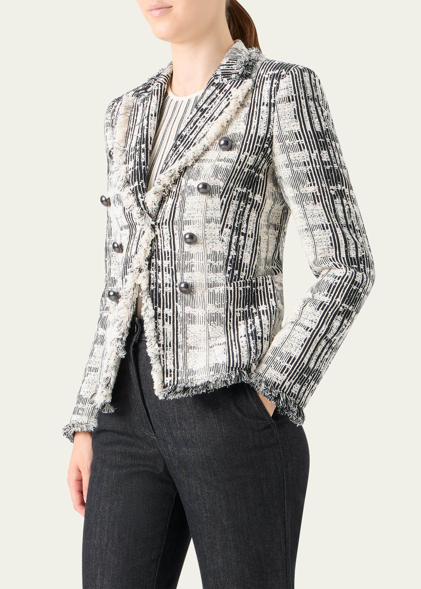 Akris punto Fringed Boucle Tweed Double-Breasted Blazer - Bergdorf 