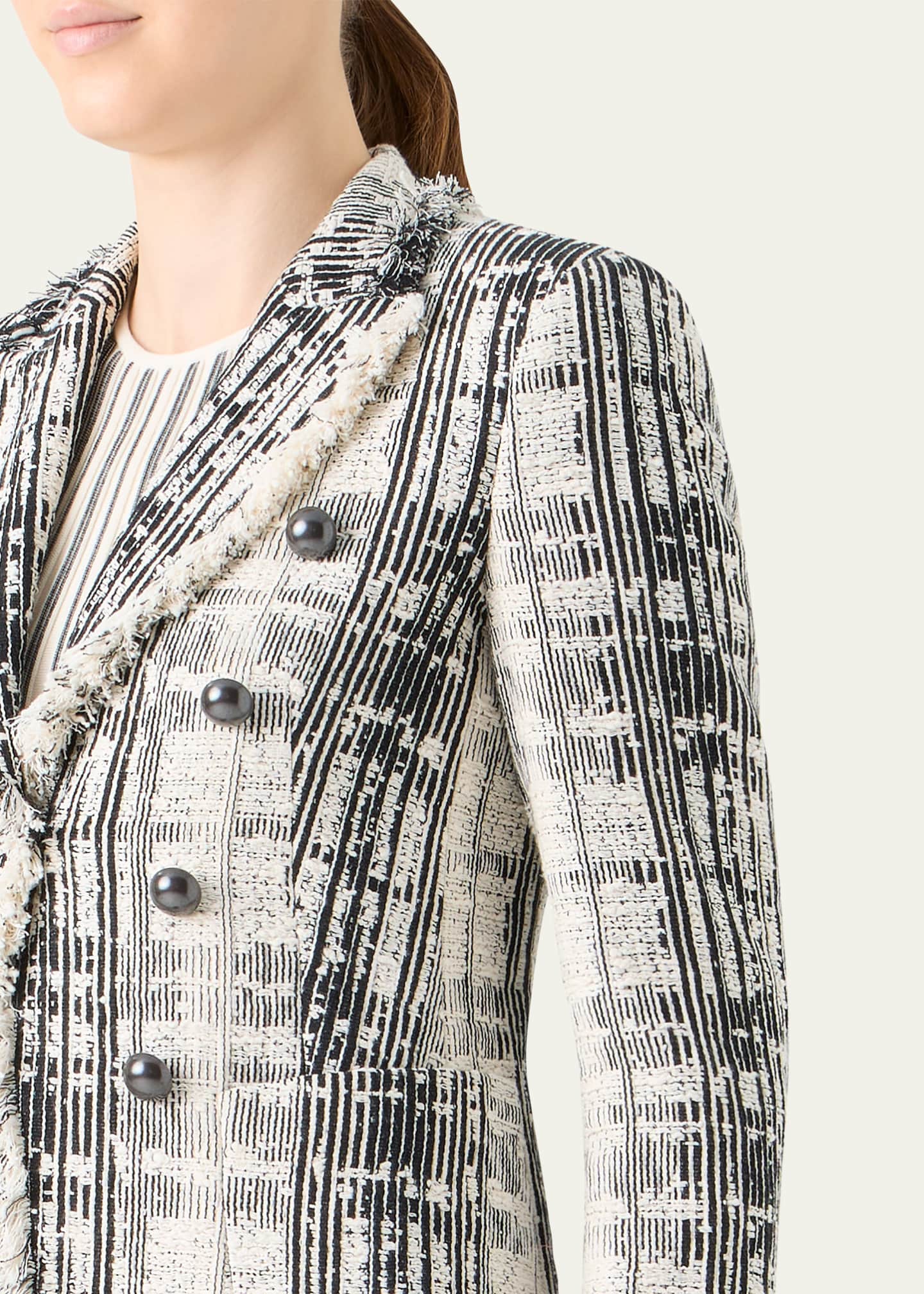 Akris punto Fringed Boucle Tweed Double-Breasted Blazer - Bergdorf