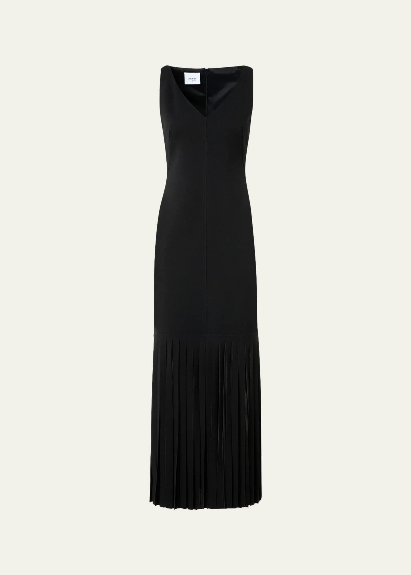 Viscose Jersey Dress with Fringe Hem Black / 8