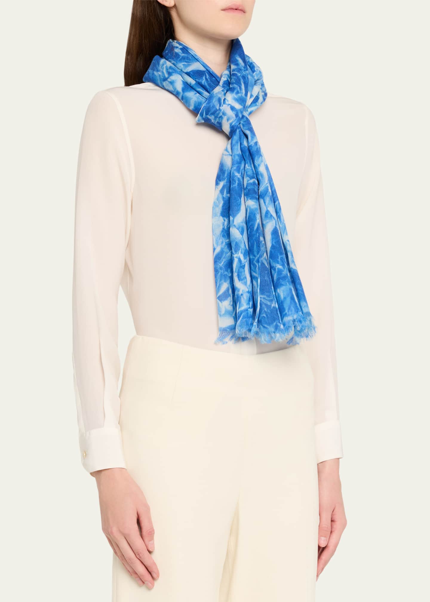 Akris Whitecaps-Print Cashmere Scarf - Bergdorf Goodman