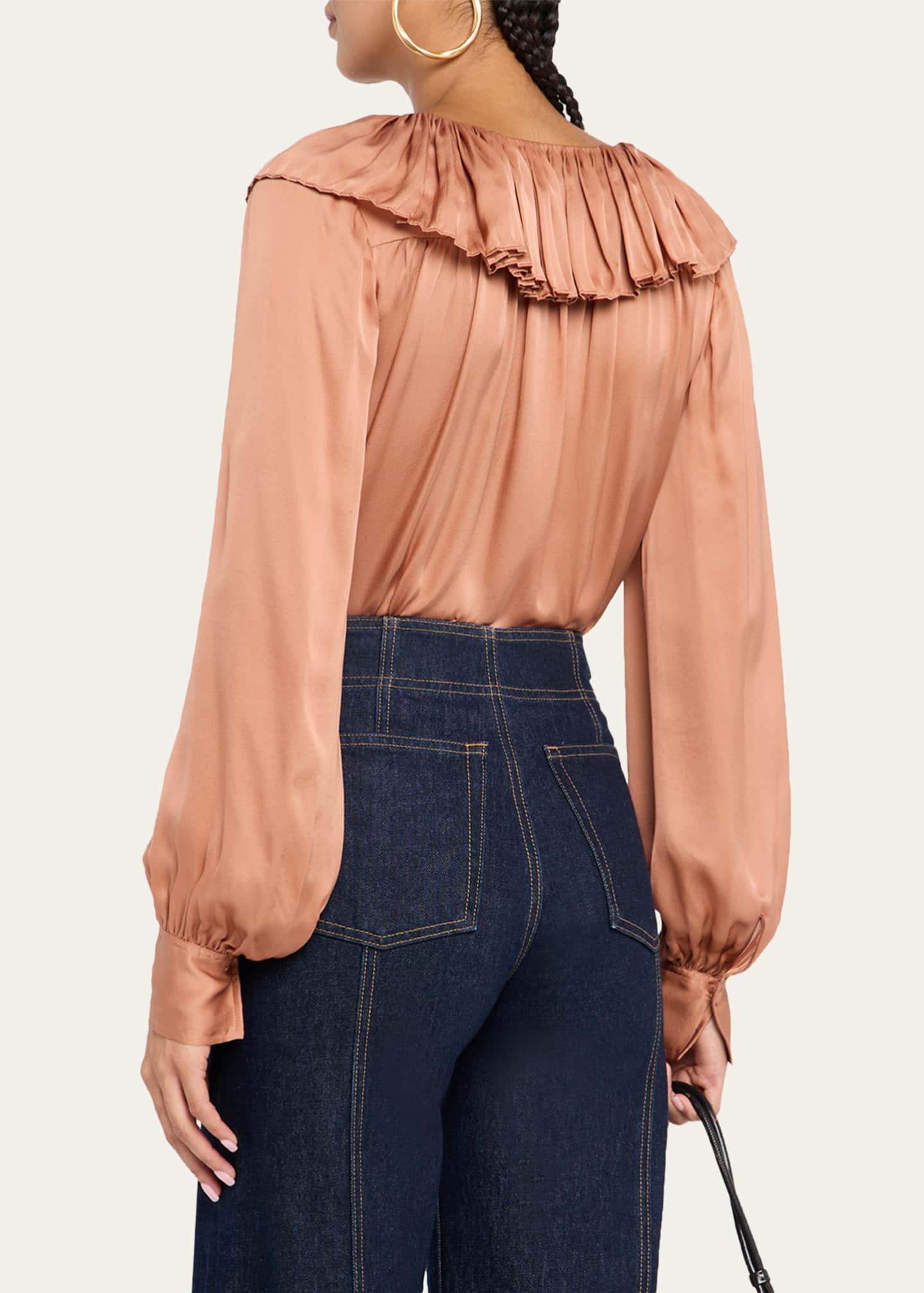 Ulla Johnson Liese Silk Ruffle-Neck Blouse - Bergdorf Goodman