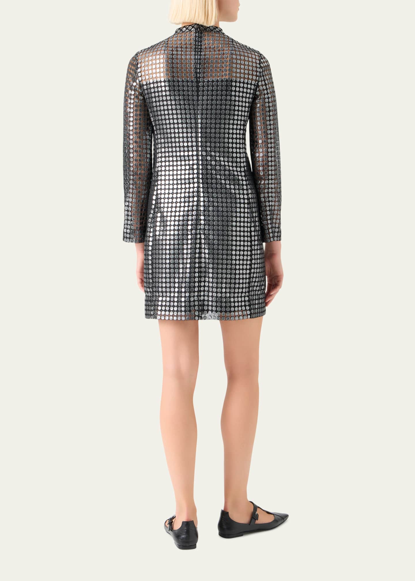 metallic dot dress Akris punto Metallic Dot-Embroidered Tulle Mini Dress, Brushed Street, Women's, 14, Cocktail & Party Wedding Guest Dresses Mini Dresses