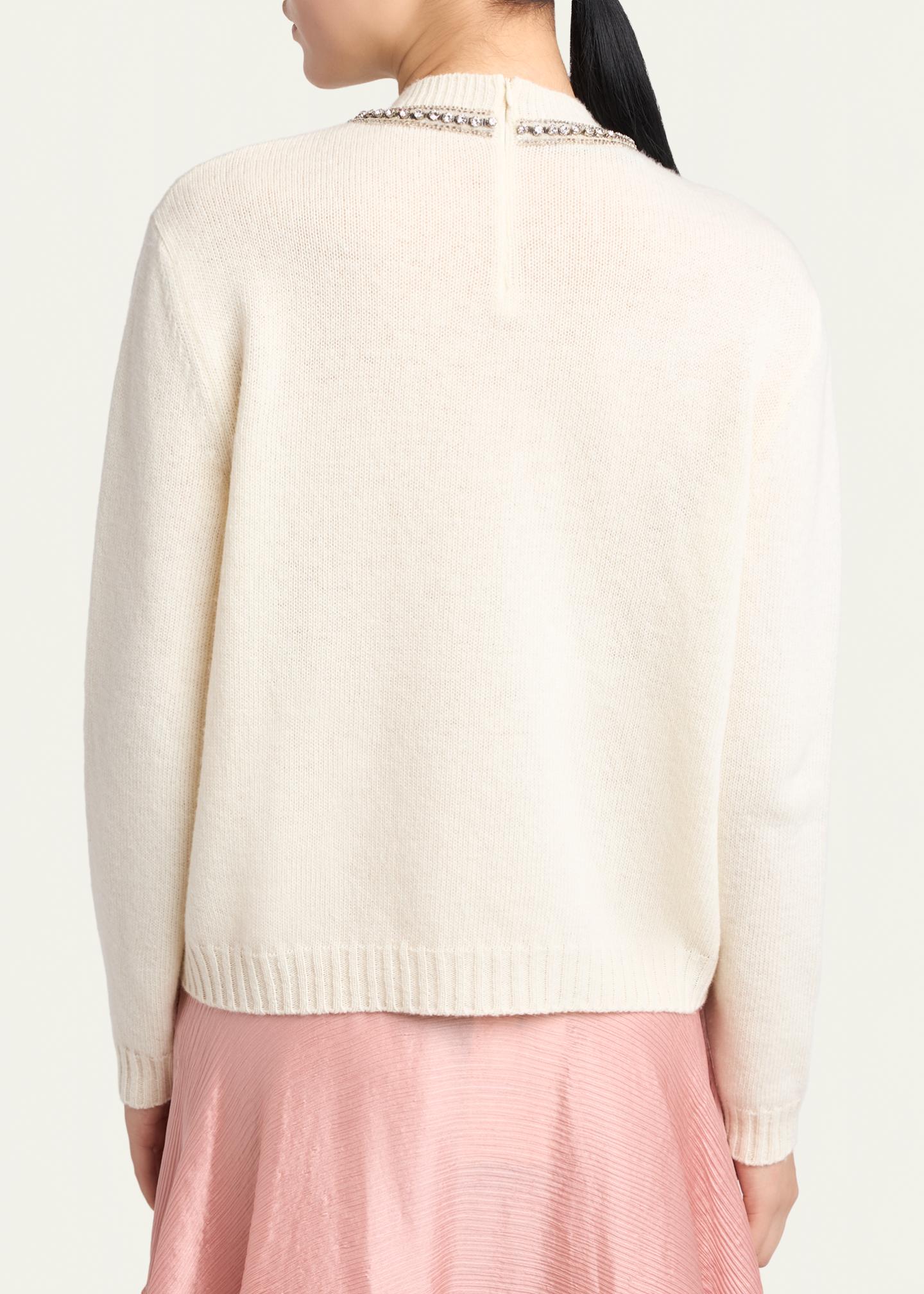 Valentino Garavani Embroidered Bow Crewneck Sweater - Bergdorf Goodman