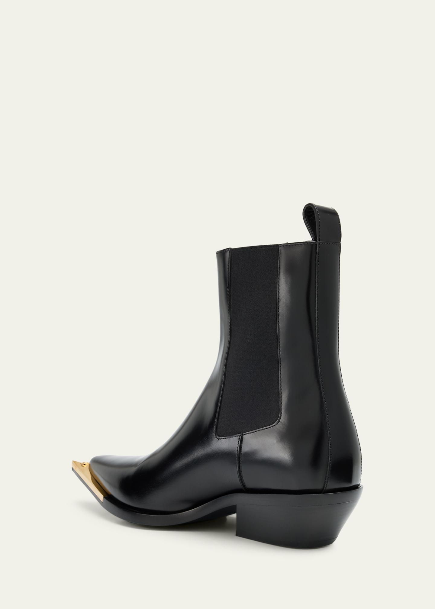 Men 43 new authentic Versace Black Leather Chelsea ankle Boots V Leather Chelsea Boots Black,Gold | VERSACE IN main image 3