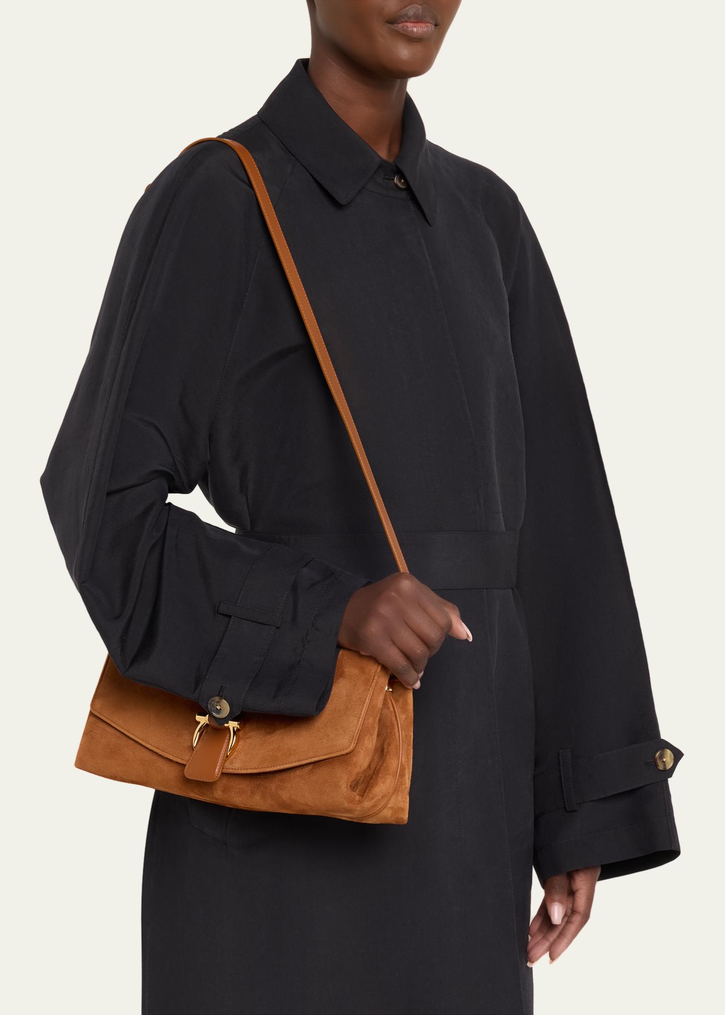 FERRAGAMO Suede Gancio Buckle Shoulder Bag - Bergdorf Goodman
