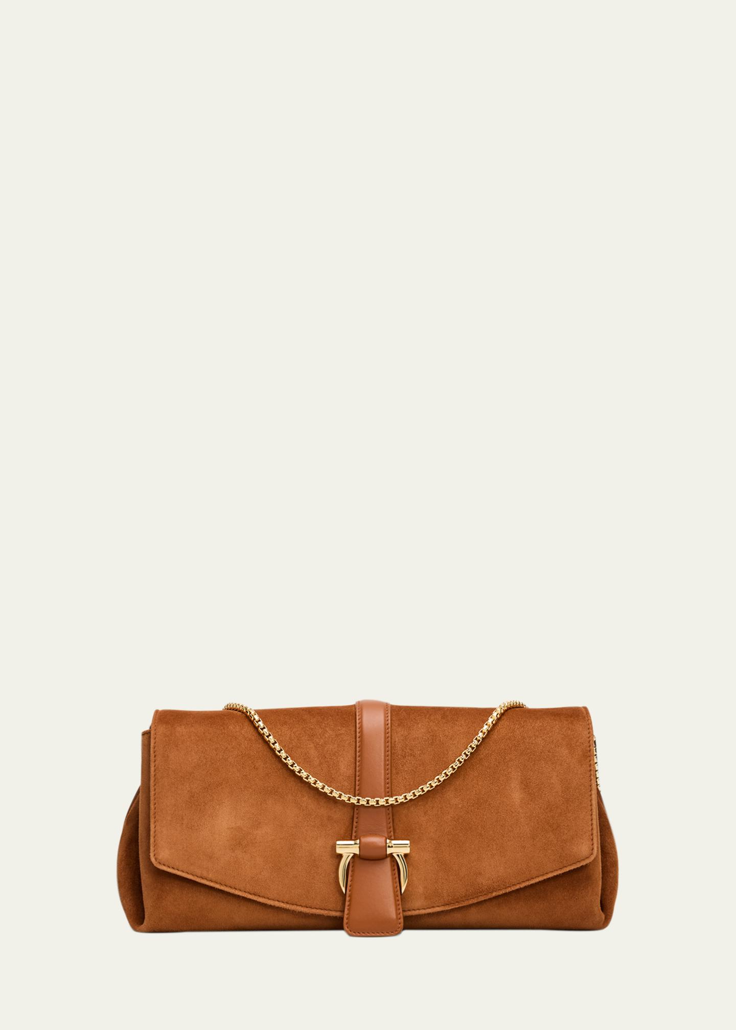FERRAGAMO Suede Gancio Buckle Shoulder Bag - Bergdorf Goodman