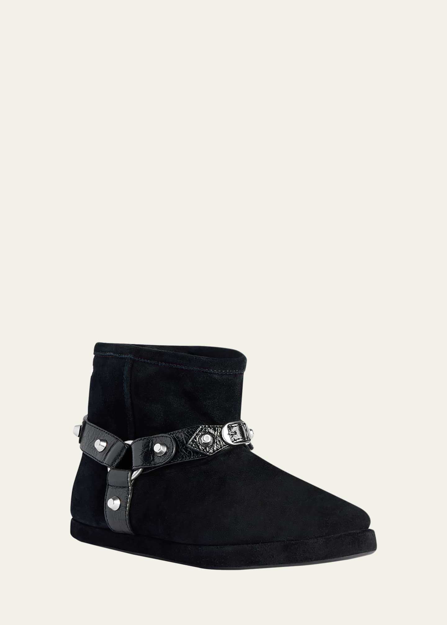 Balenciaga Alaska Soft Shearling-Lined Suede Ankle Booties